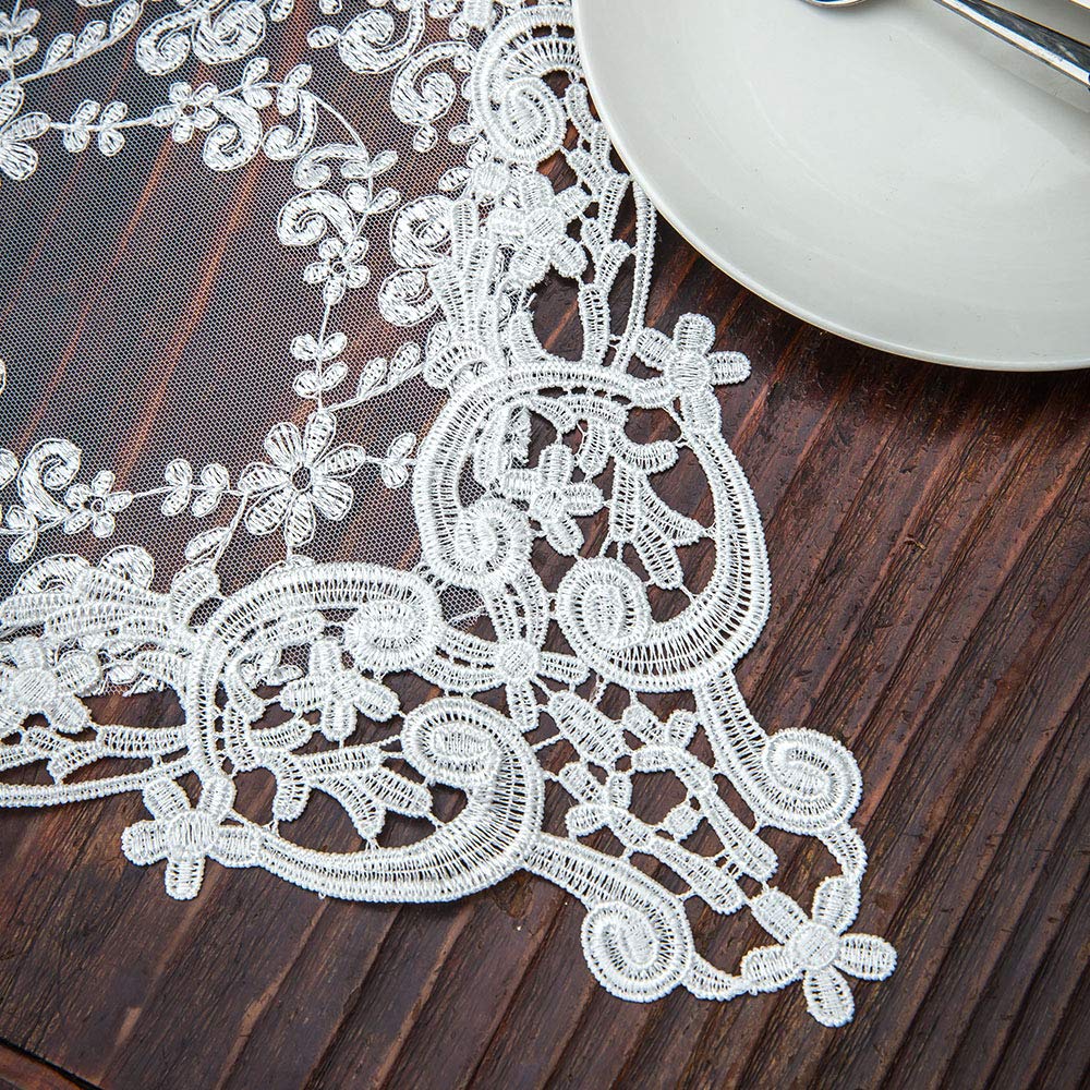 Rectangle Table Runner Lace Macrame Embroidered Table Runners with Exquisite Vintage Shabby Chic