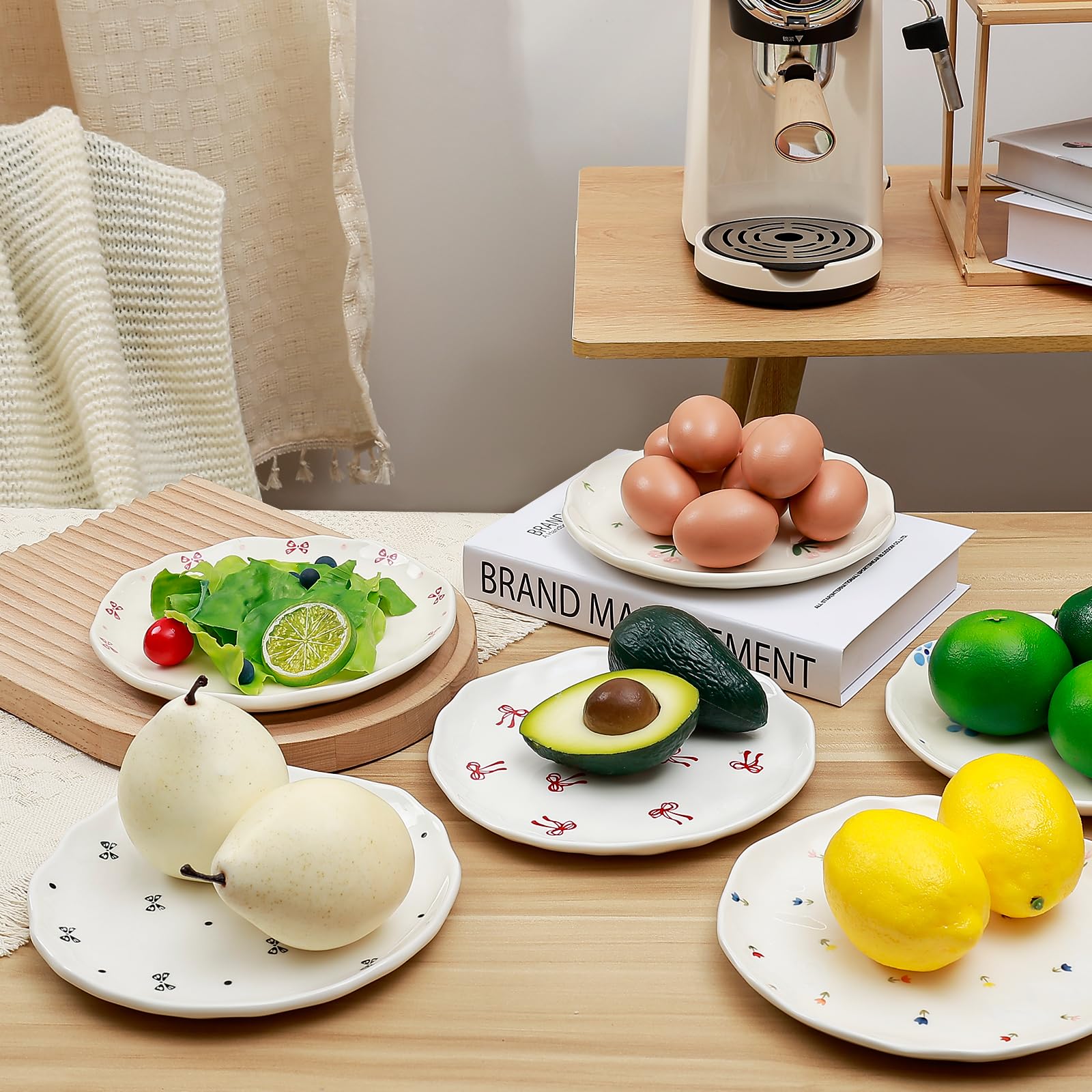 Ceramic Dinner Plates, 8" Modern Rustic Appetizer Plate