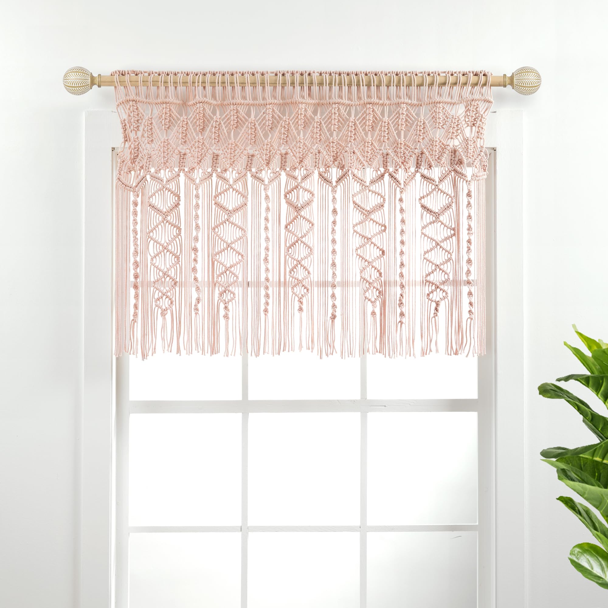 Lush Decor Boho Macrame Textured Cotton Valance Curtain