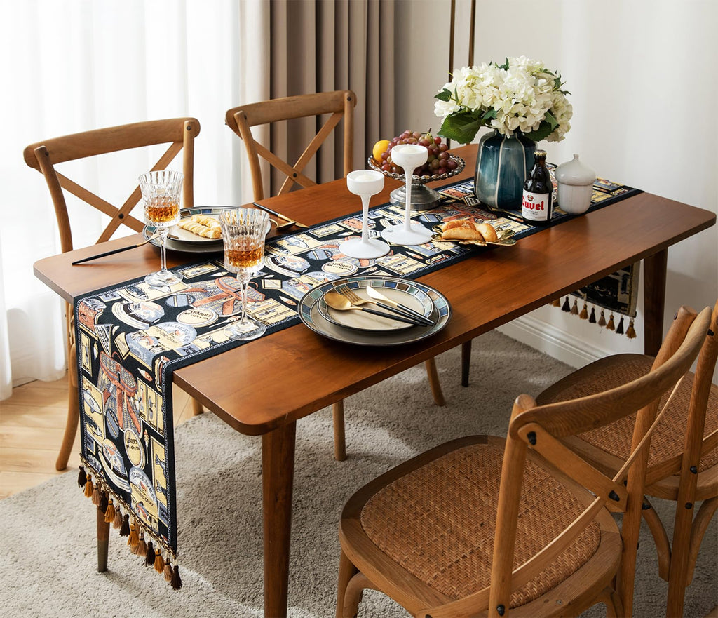 Retro-Luxury Tassels Table Runner Series for Kitchen Dining Table