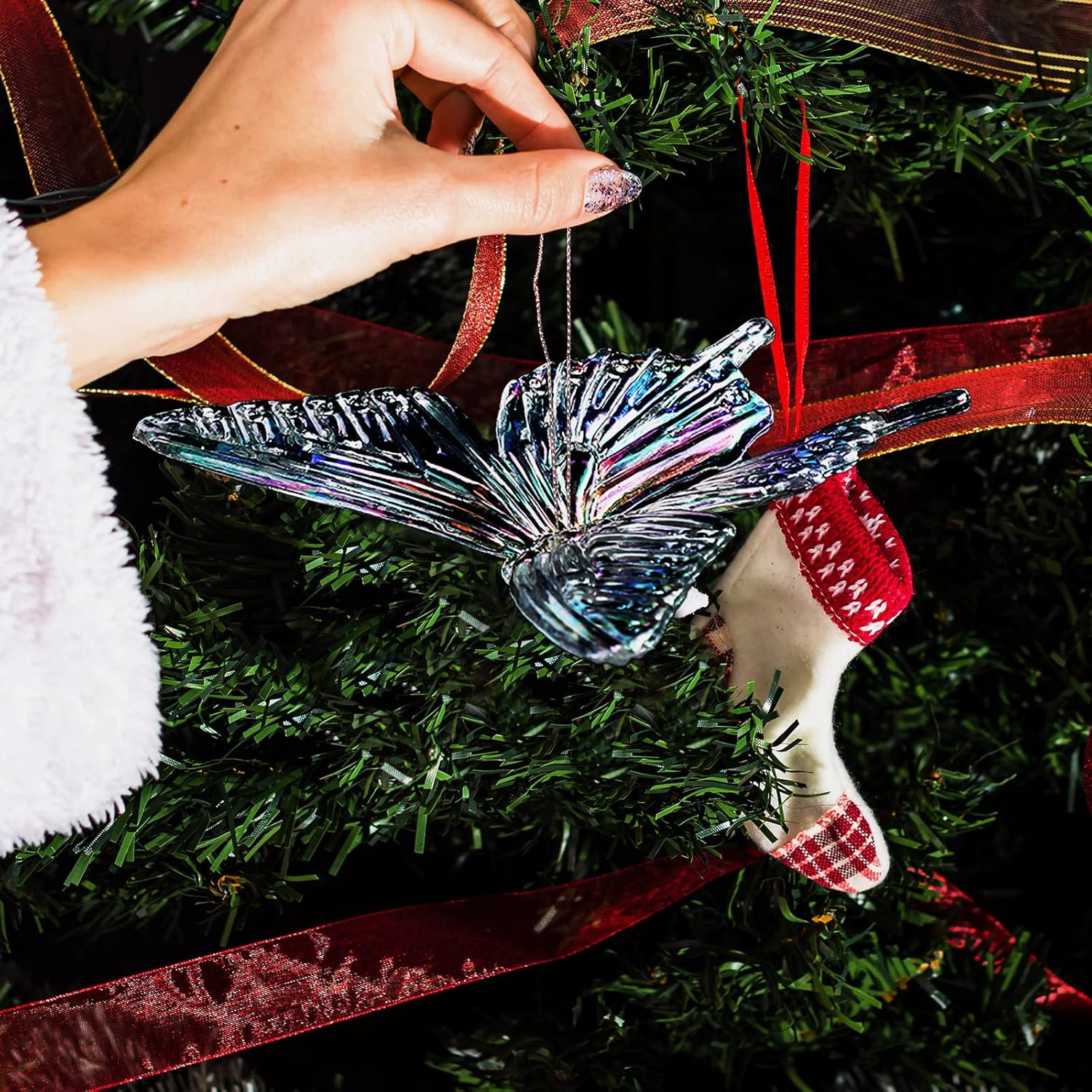 Butterfly Decorative Ceiling Hanging Ornaments, Iridescent 24 Pieces