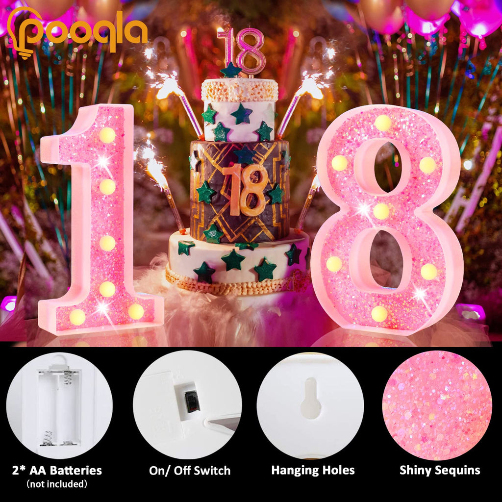 Pink LED Letters Glitter Alphabet LetterS & Numbers Sign Battery Powered
