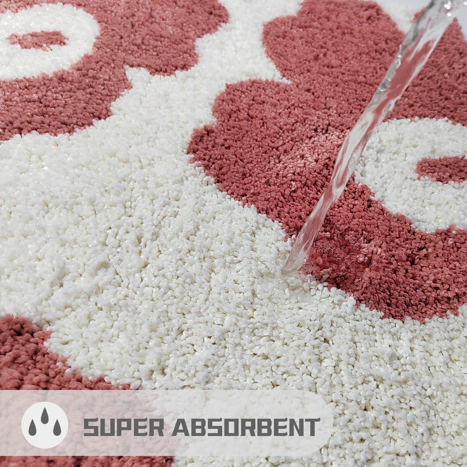 Cute Bath Mat for Bathroom Soft Super Absorbent Non Slip TPR Backing, Quick Drying, Machine Washable Bath