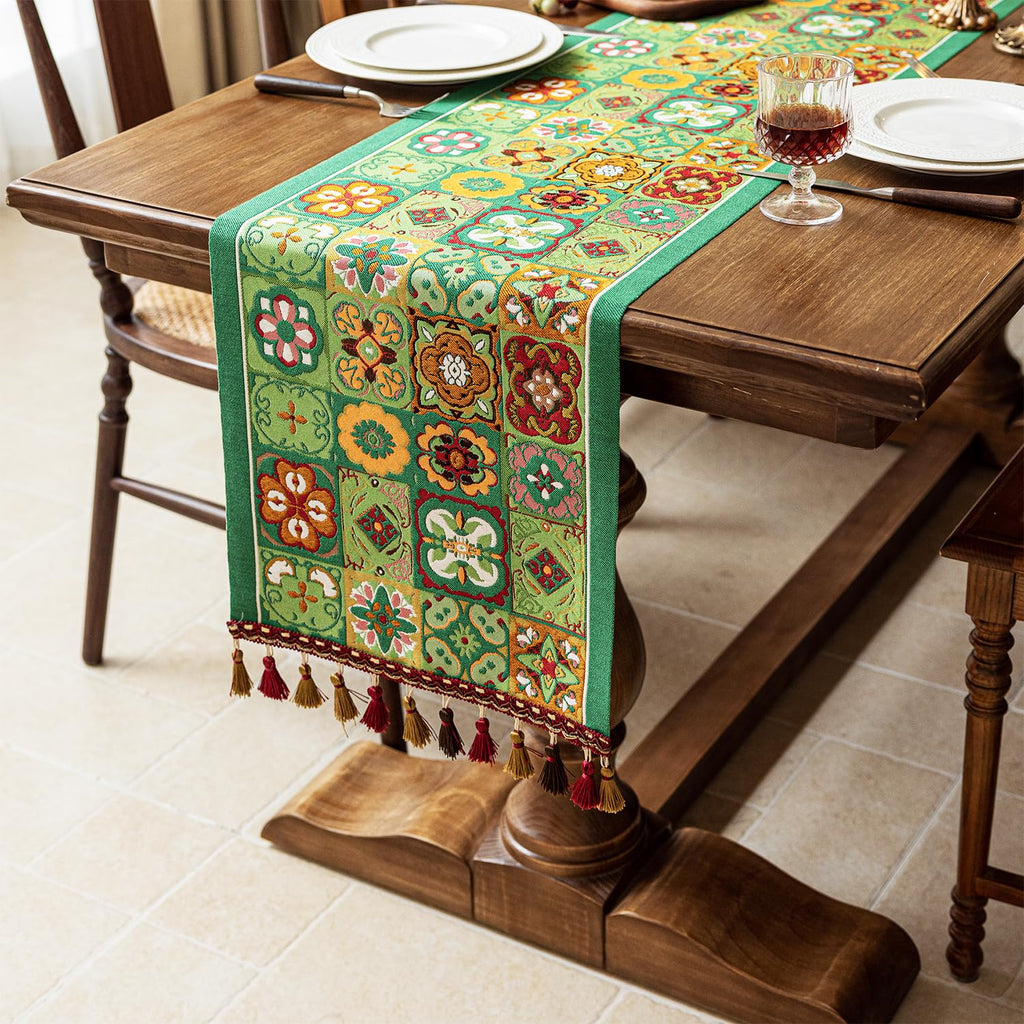 Retro-Luxury Tassels Table Runner Series for Kitchen Dining Table
