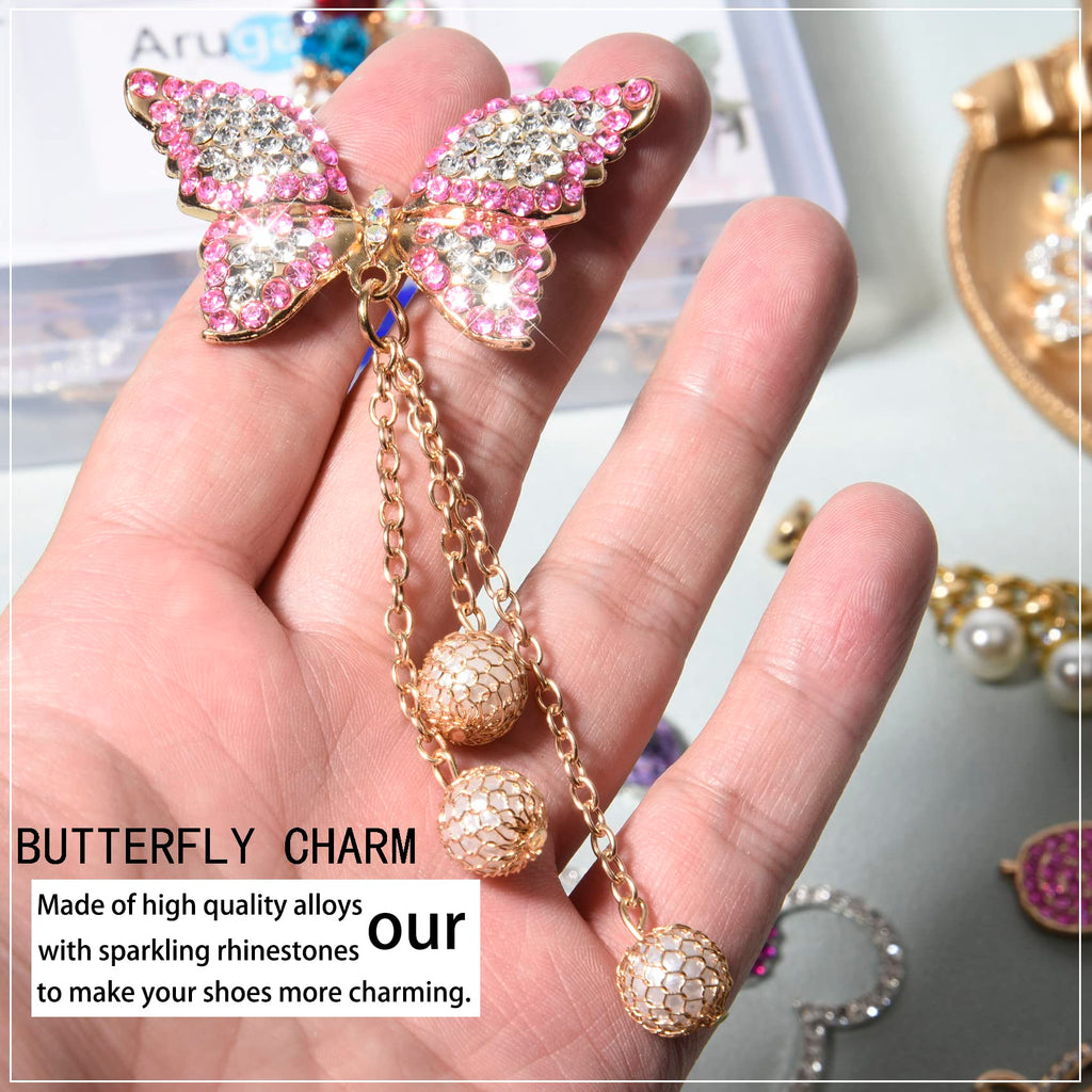 Girls 30 PCS Bling Shoe Charms, Luxury Rhinestone Jewelry Shoe Decoration and Chain for Clog Sandals Accessories