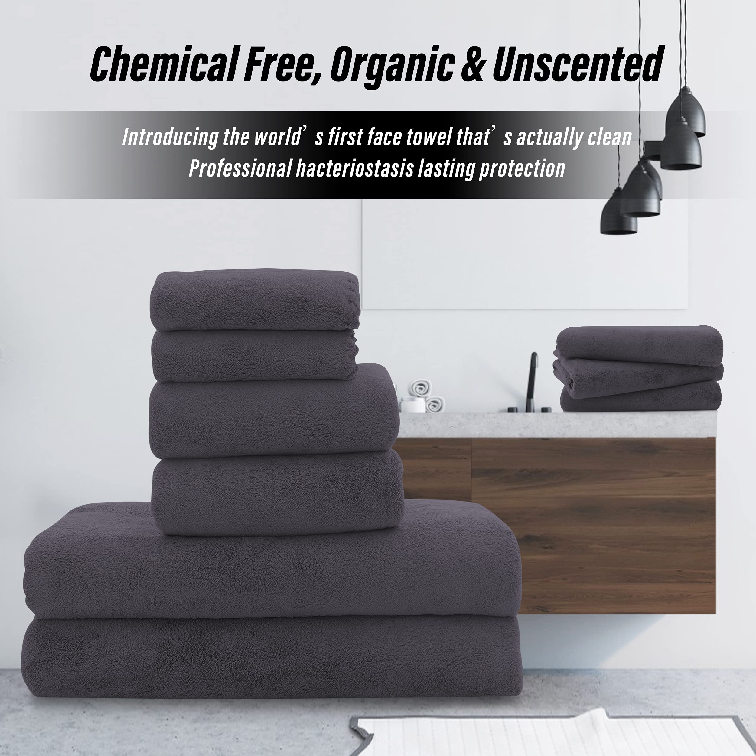 Ultra Soft Towel Set - Quick Drying - 2 Bath Towels 2 Hand Towels 2 Washcloths - Microfiber Coral Velvet Highly Absorbent Towel (6 Pcs)