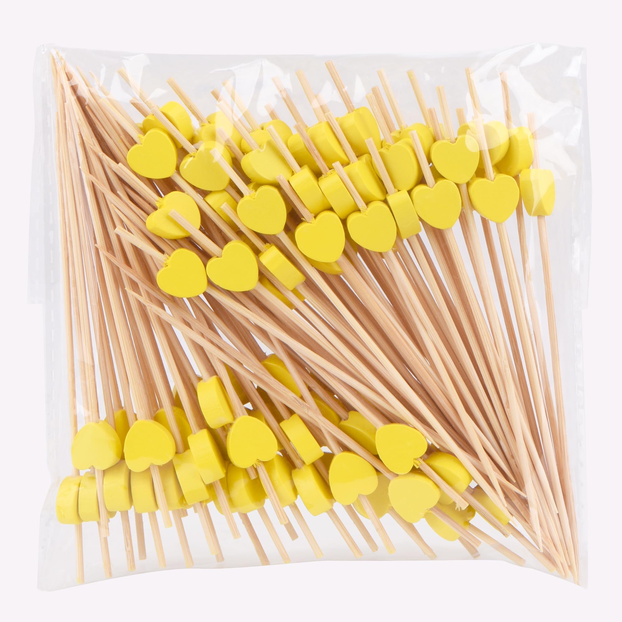 Heart-Shaped Bamboo Cocktail Picks â€?Natural Toothpicks for Appetizers, Fruit, Desserts & Sandwiches 100-Pack