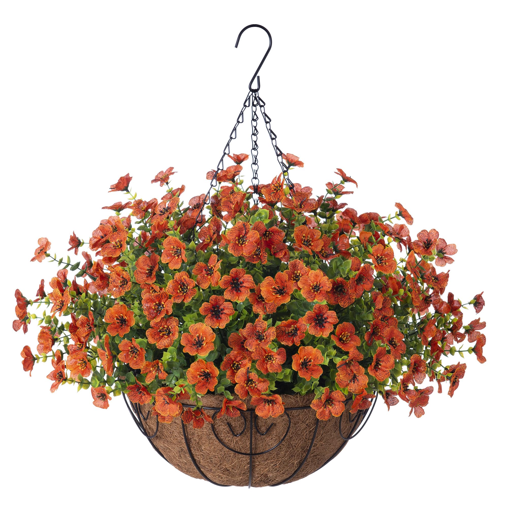 Fake Silk Colorful Daisy Eucalyptus in 12" Metal Coconut Lining Flowerpot