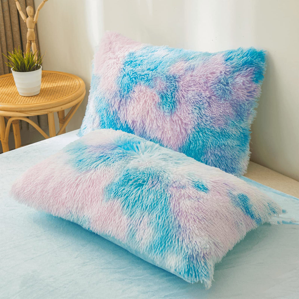 Fluffy Faux Fur Comforter Cover Set Queen - Ultra Soft Plush Bedding Sets 3 Pieces (1 Fluffy Duvet Cover + 2 Faux Fur Pillow case) Cute Bed Set