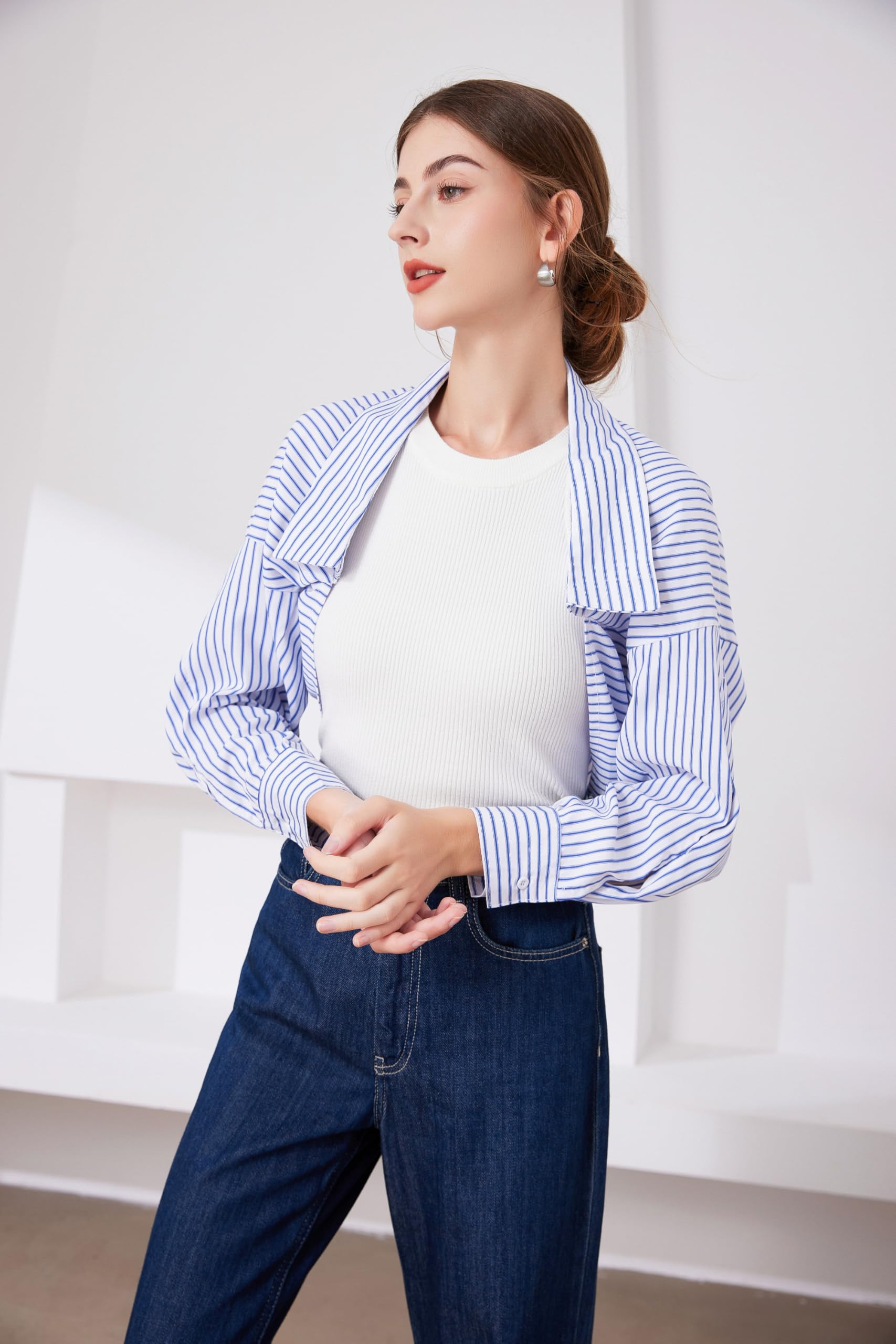 Fake Collar Long Sleeves Detachable Blouse False Collar Half Shirt Blouse Collar