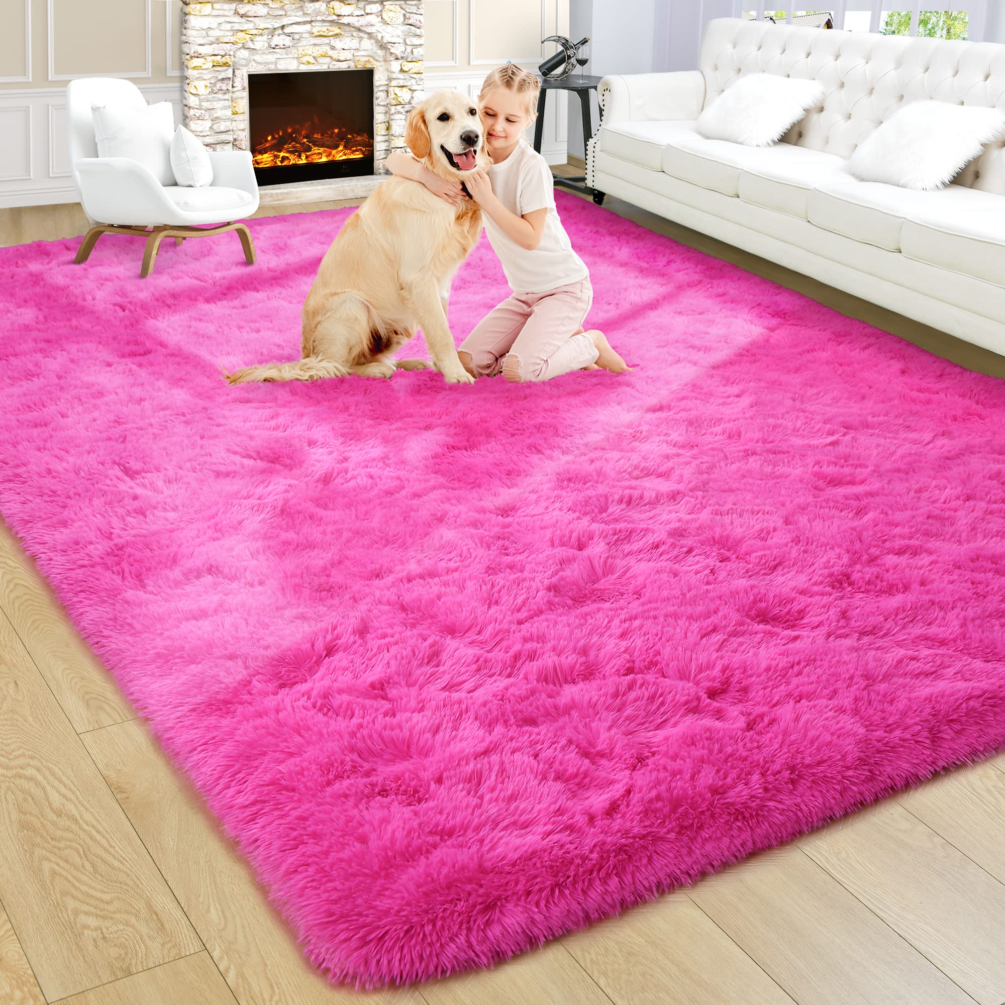 Fluffy Area Rugs Shag Throw Floor Carpet, Soft Shaggy Bedside Non-Slip Plush Rug Home Decor Aesthetic