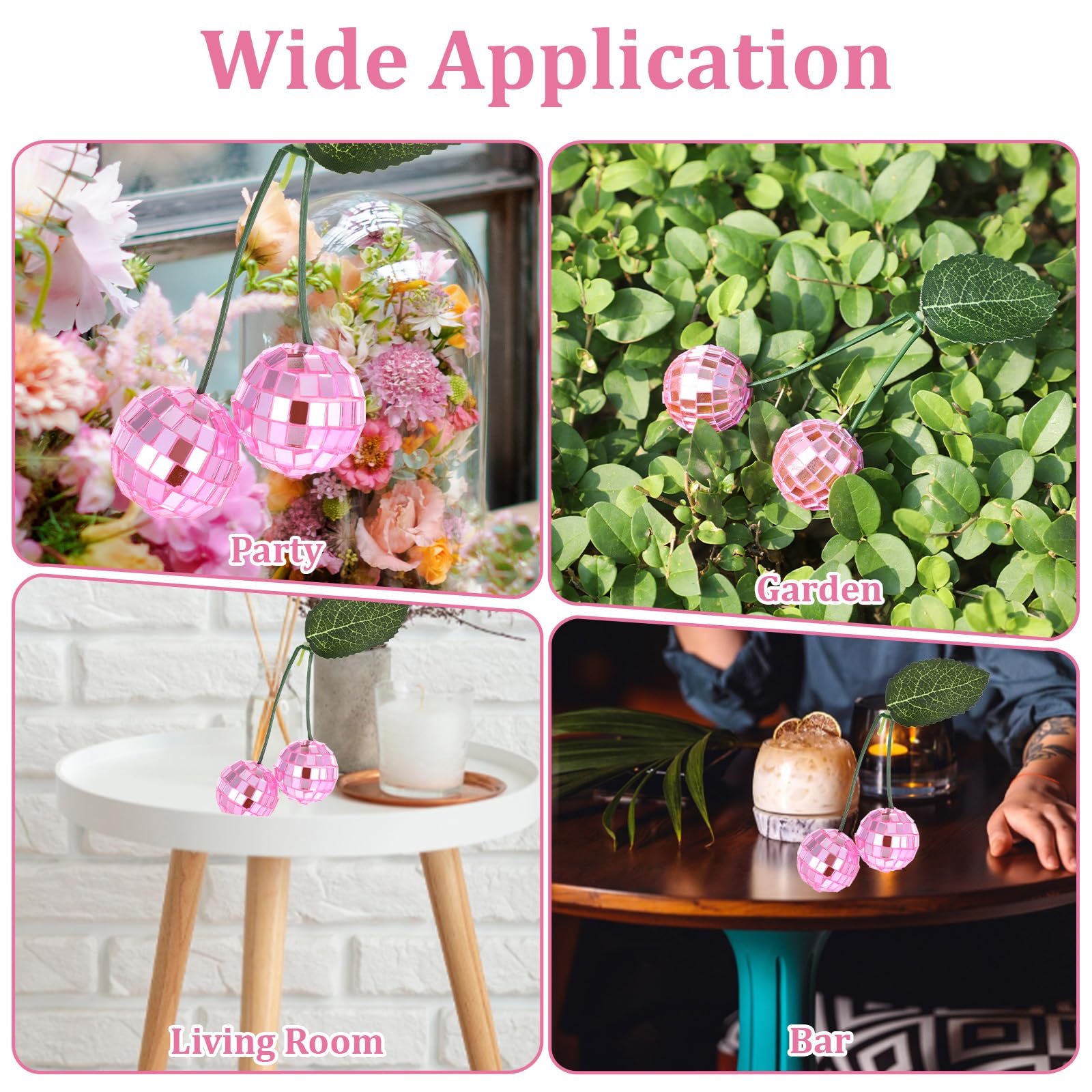 Small Cherry Hanging Disco Ball Decor, 1.2 Inch Double Mirror Disco Reflective Balls