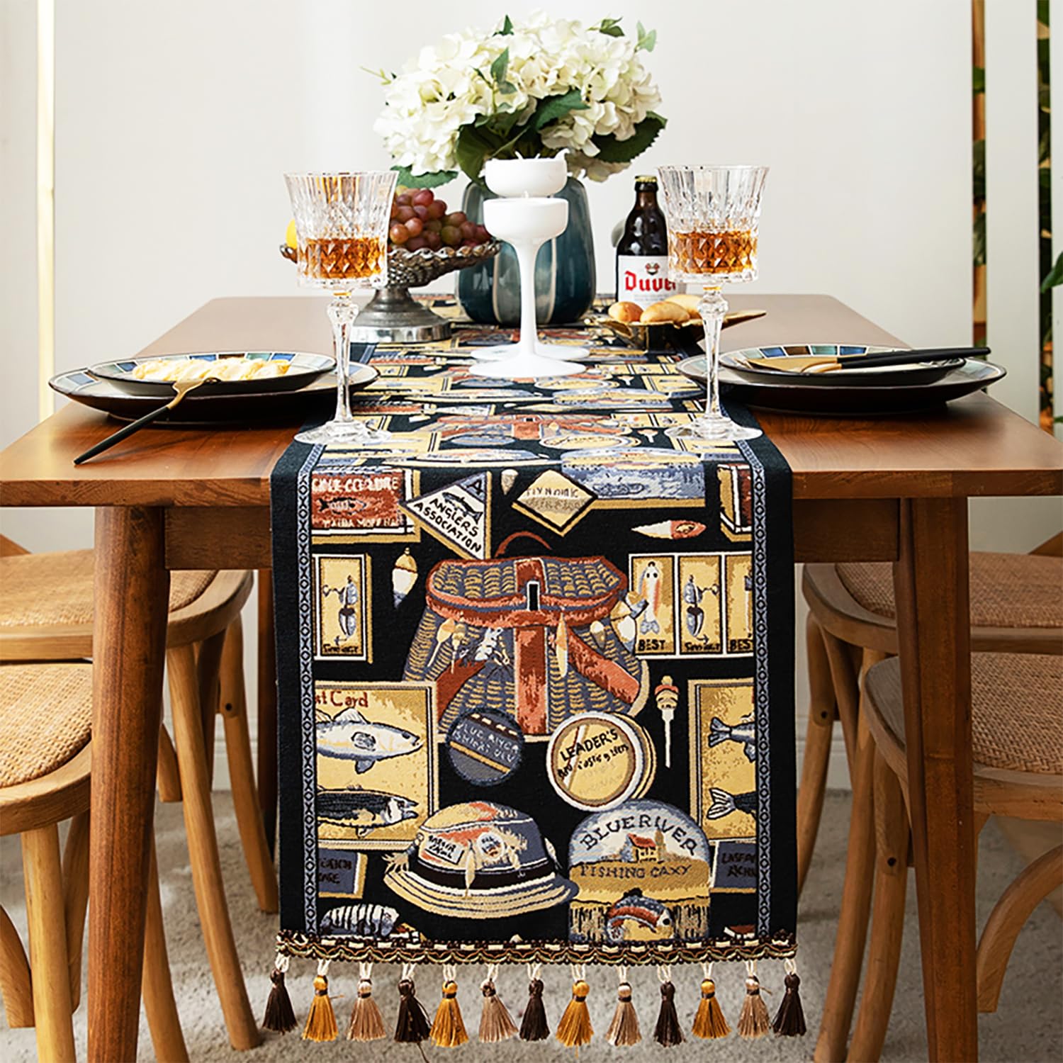 Retro-Luxury Tassels Table Runner Series for Kitchen Dining Table