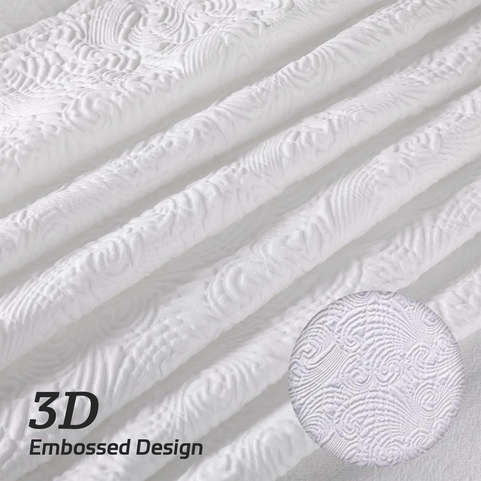 Fabric Shower Curtains for Bathroom Modern Cute, Wave Pattern 72" X 72" Long