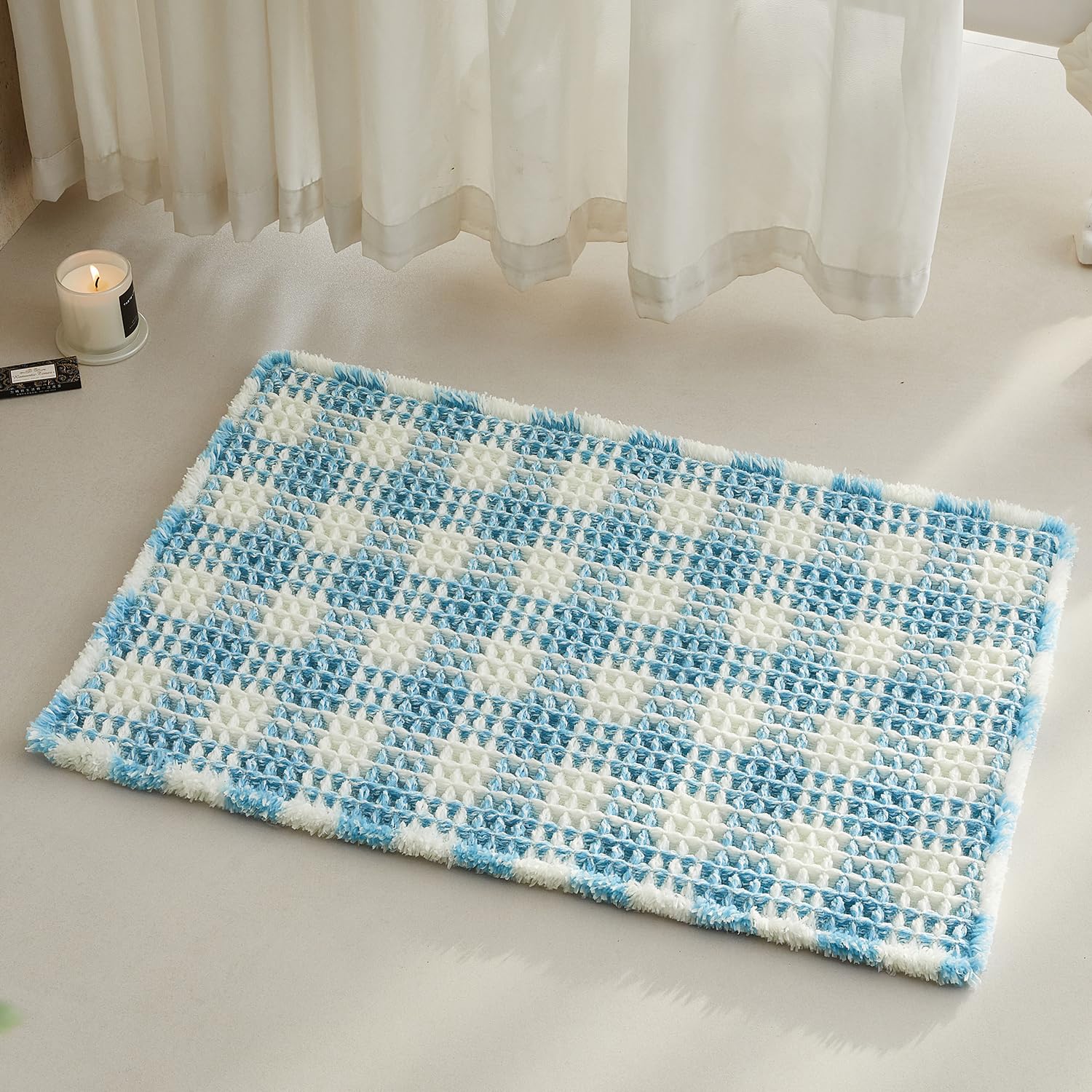 Waffle Bath Mat Non Slip Washable Quick Dry Cute Bath Mat