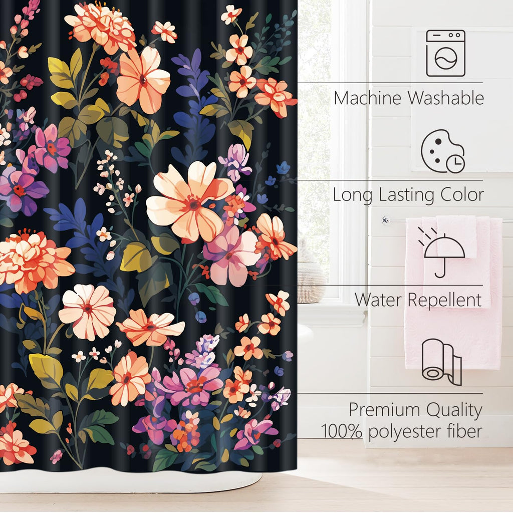 Cute Shower Curtain for Bathroom Modern Aesthetic Funky Decorative, Pretty Chic Cloth Set with Hooks, 72x72 Inch