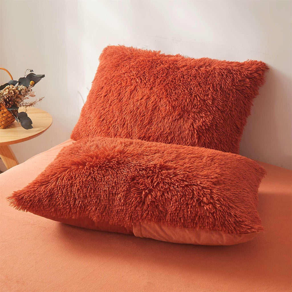 Fluffy Faux Fur Comforter Cover Set Queen - Ultra Soft Plush Bedding Sets 3 Pieces (1 Fluffy Duvet Cover + 2 Faux Fur Pillow case) Cute Bed Set