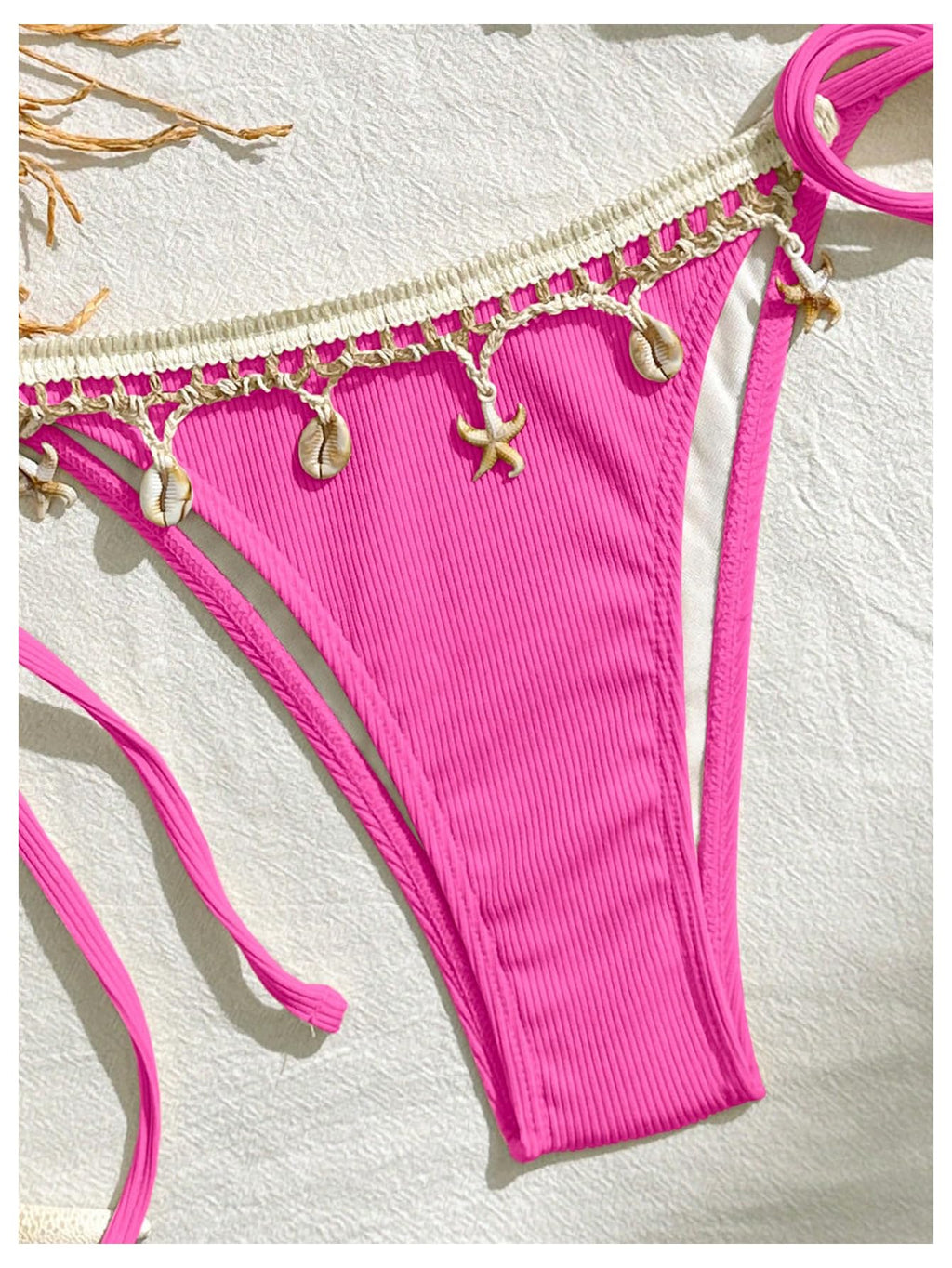 Women's 2 Piece Halter Triangle Bathing Suit Ribbed Bikini Swimsuits