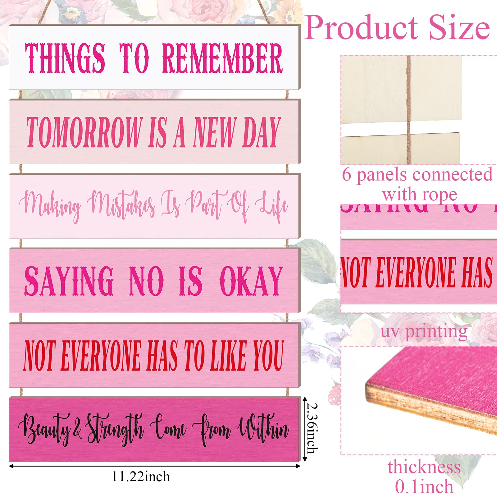 Cute Preppy Inspirational Wall Art - Positive Quotes Wall Decor Wooden Room Sign