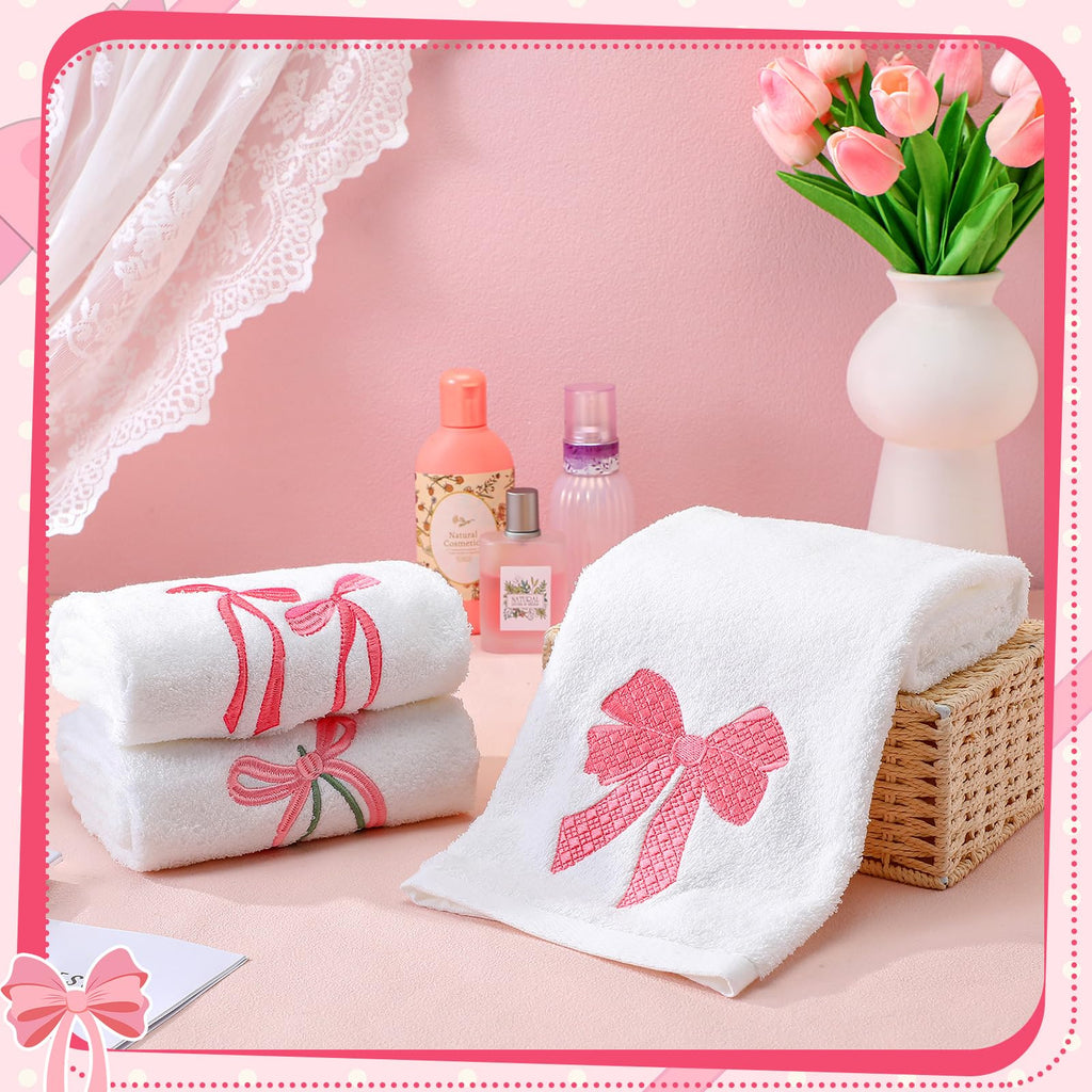Hand Towels Embroidered Decorative Towel 100% Cotton Soft Absorbent Kitchen Facecloth Preppy Bathroom Decor 13.7 x 29.5''