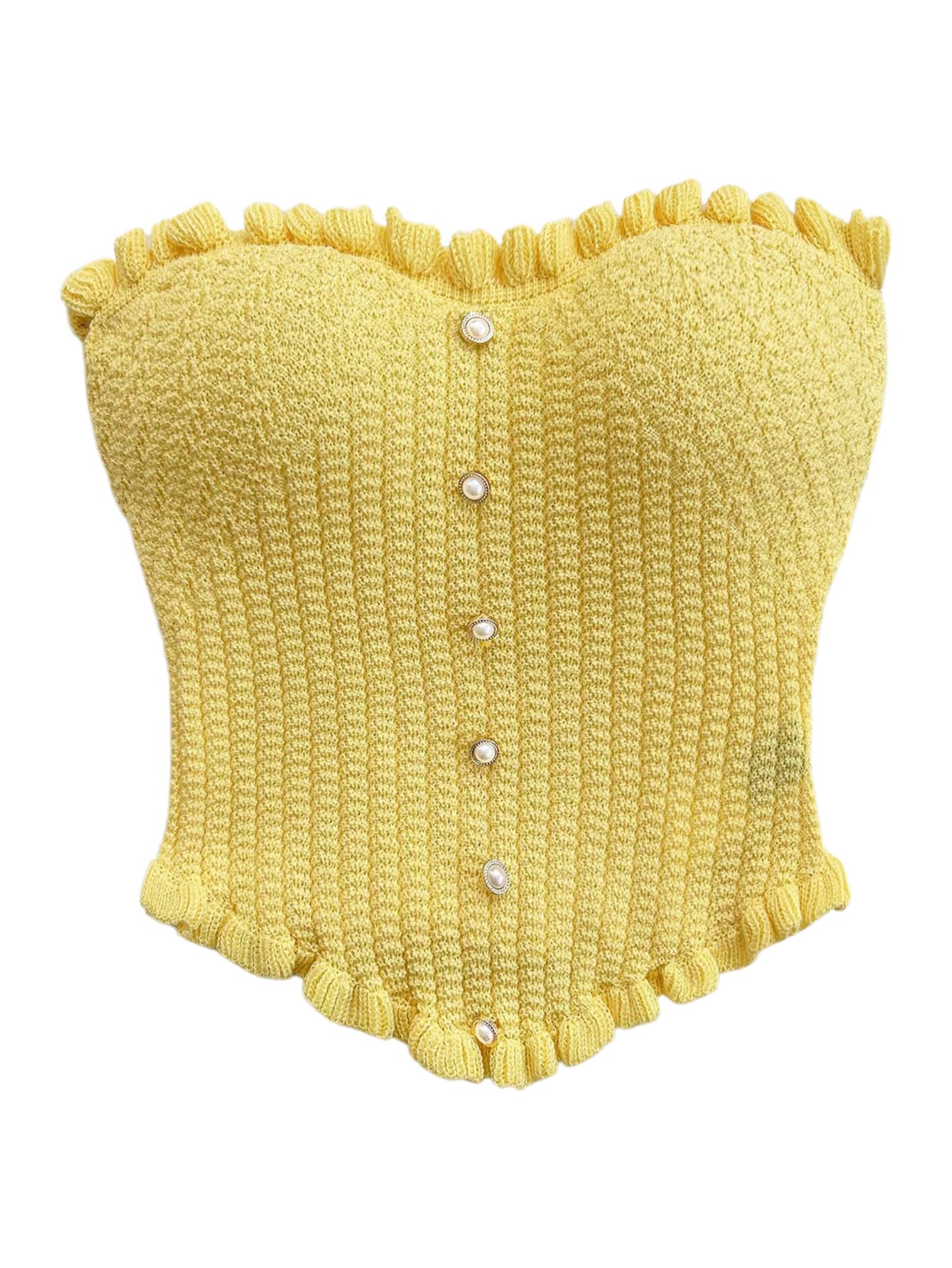 Women's Pearl Strapless Tops Summer Asymmetrical Tube Tops