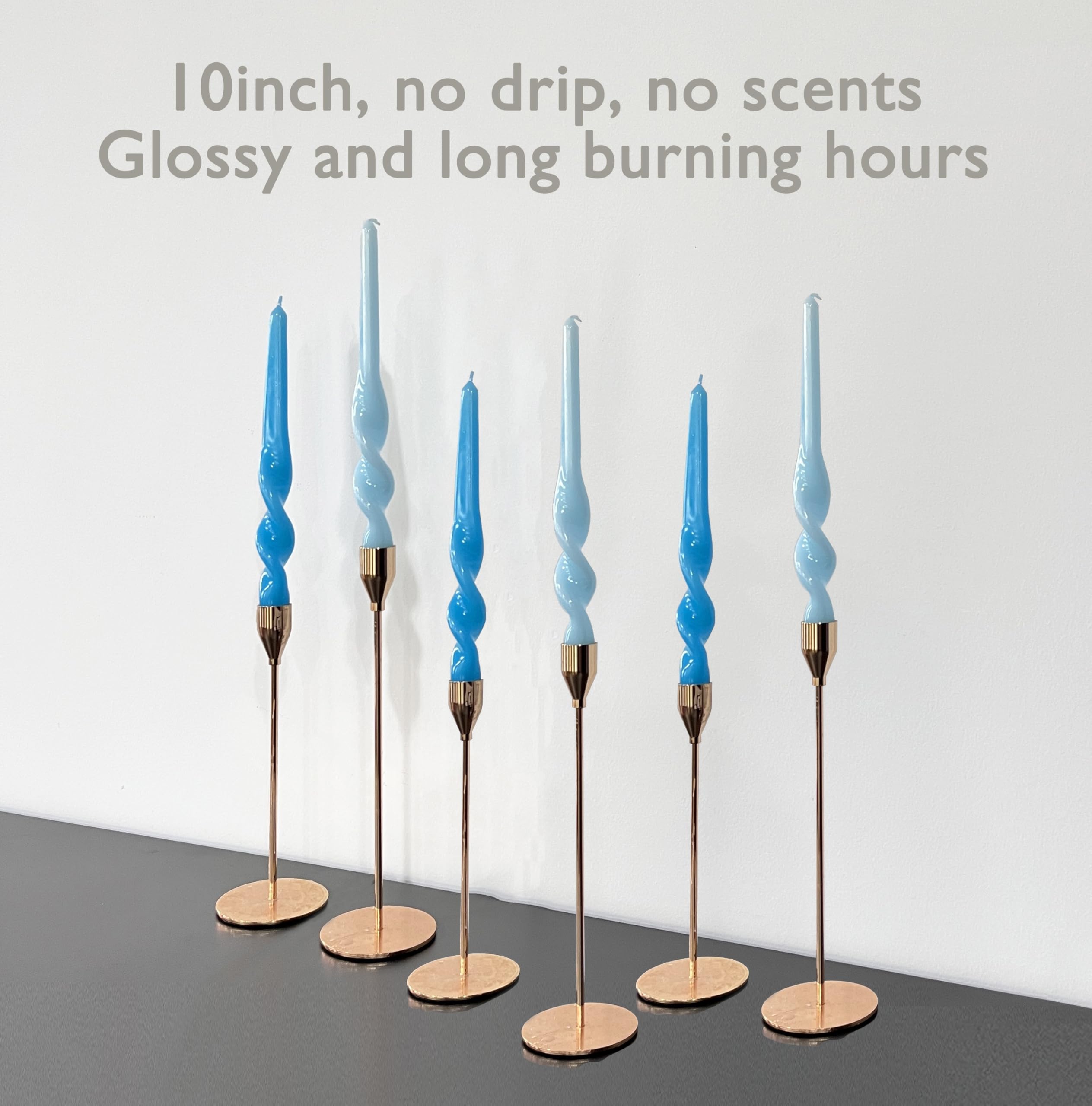 Spiral Taper Candles - Set of 6 Twisted Candle 9.5 Inch Tall for Home Decoration