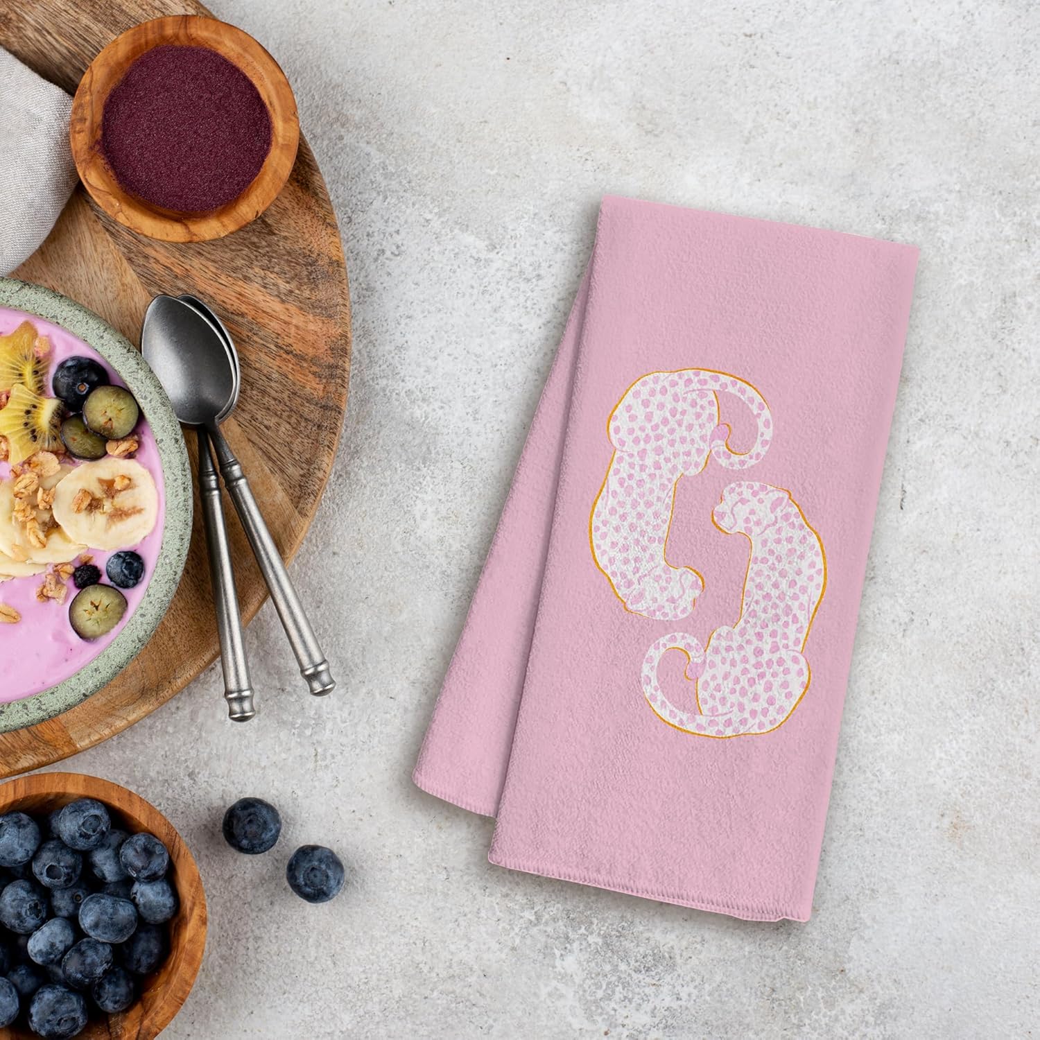 Leopard Cheetah Kitchen Towels, Preppy Hand Towels for Bathroom, Pink Kitchen Decor, 16x24 Inches