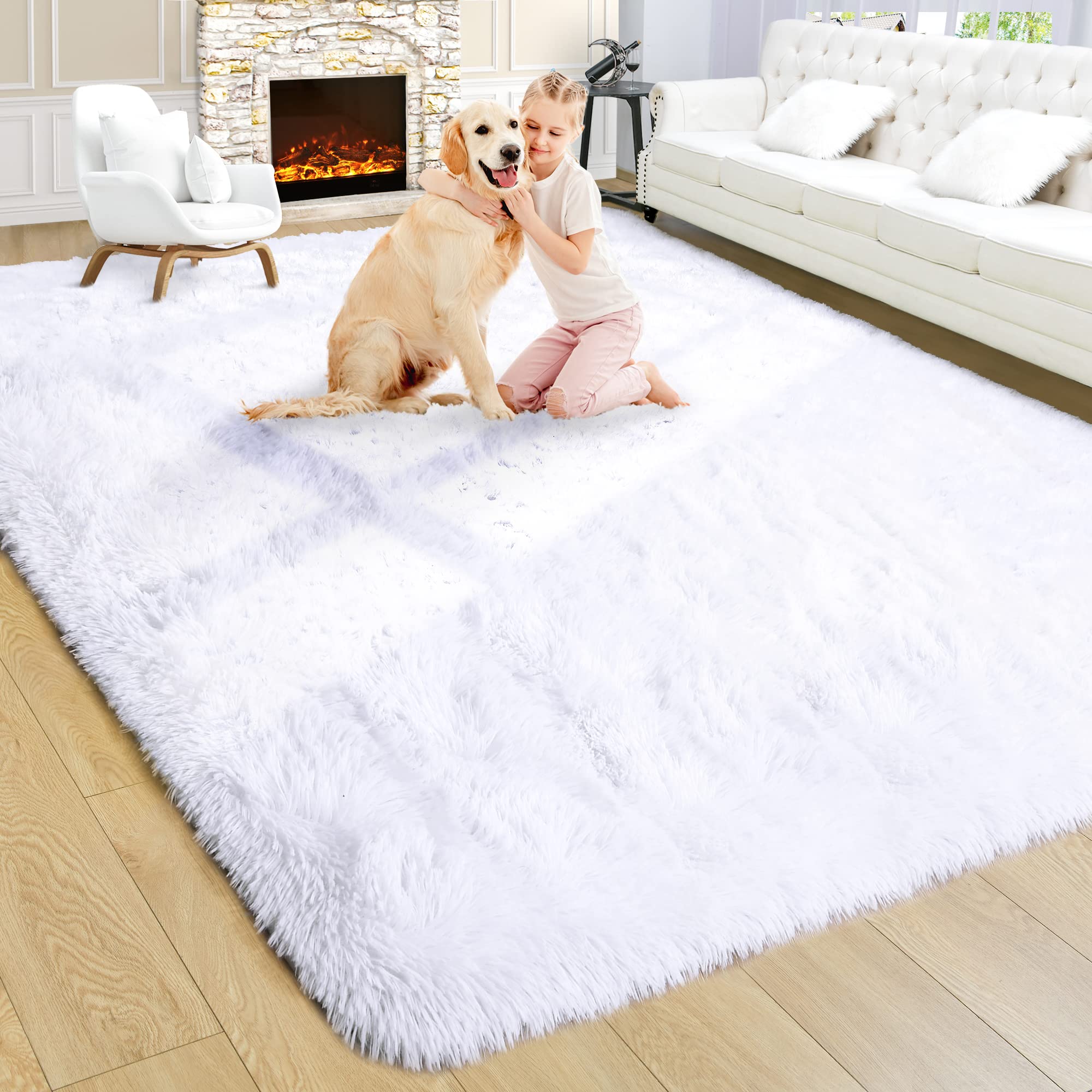 Fluffy Area Rugs Shag Throw Floor Carpet, Soft Shaggy Bedside Non-Slip Plush Rug Home Decor Aesthetic