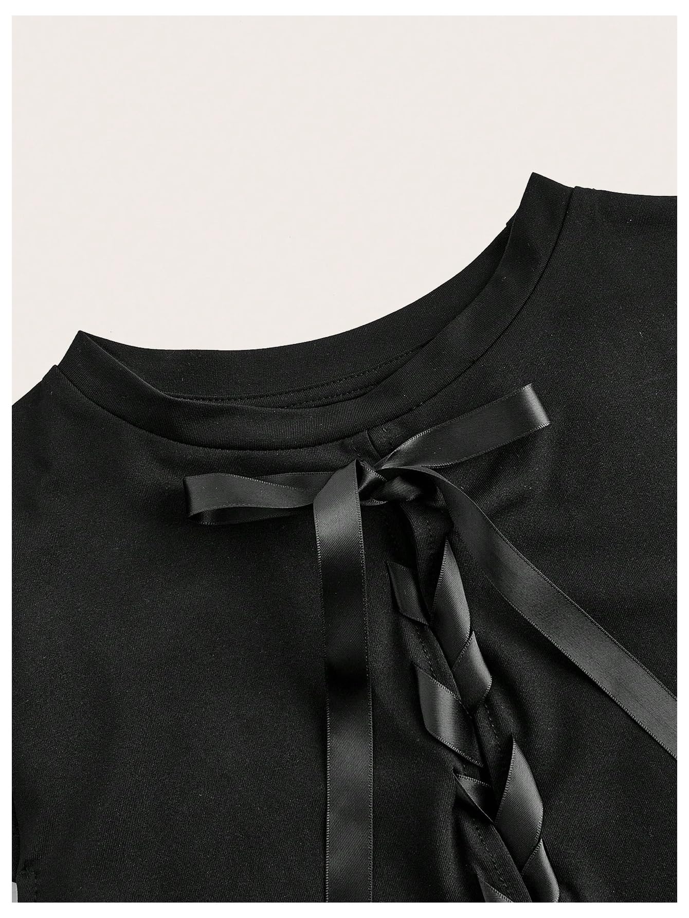 Women's Y2k Bow Tie Front T Shirt Short Sleeve Crew Neck Coquette Crop Tops