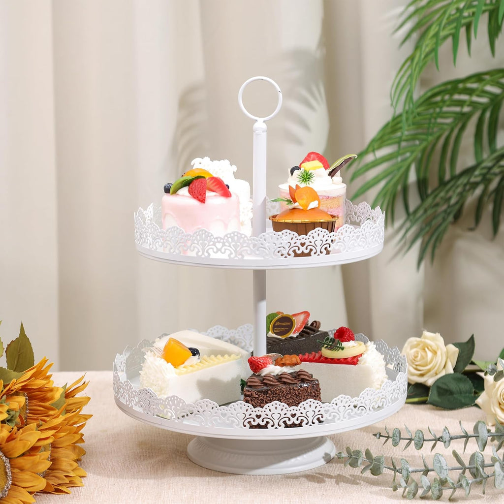 Fancy 5Pcs Cake Stands Set Metal Round Cupcake Holder Cookies Dessert Display Plate Serving Tower Tray Platter with Handle