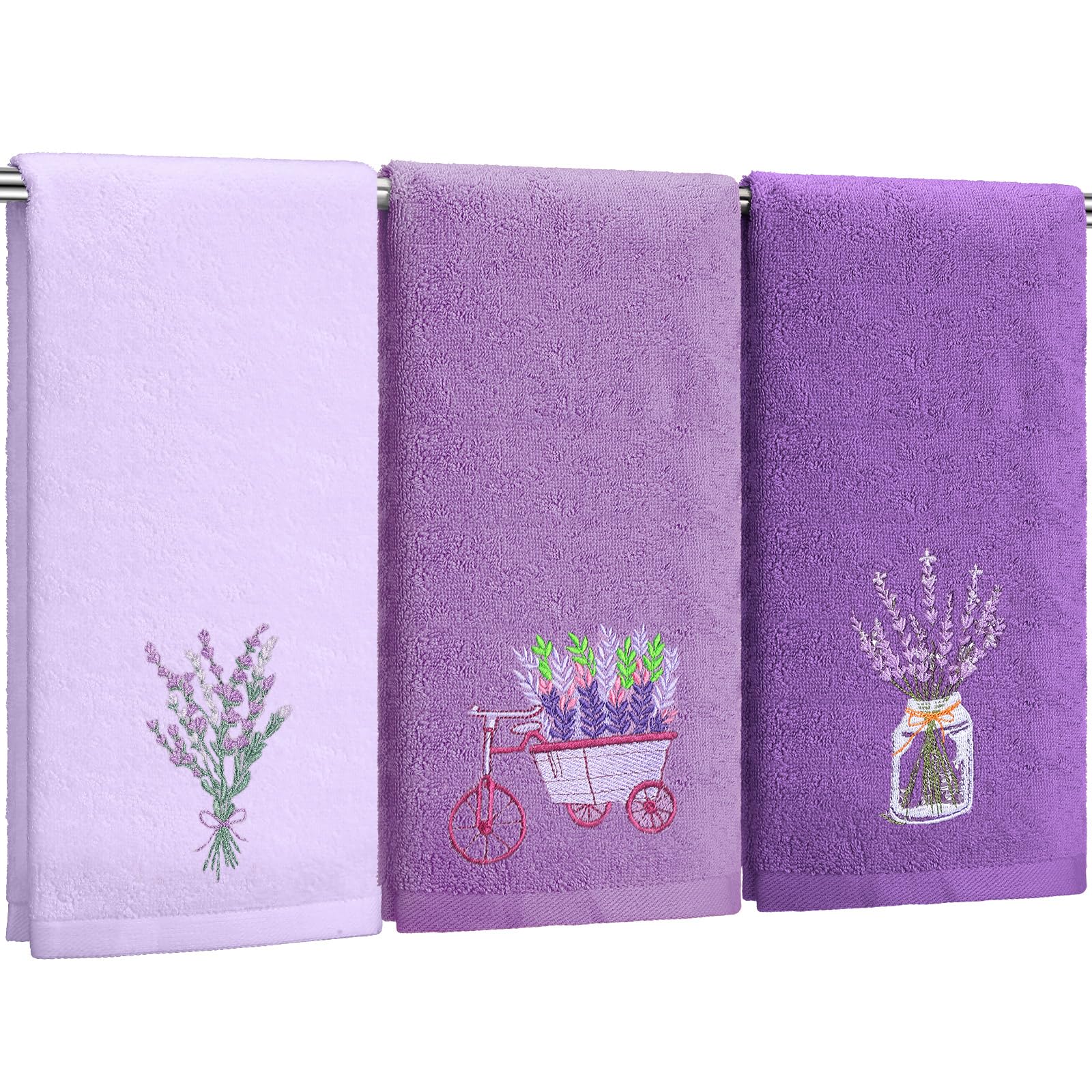 Rose Floral Hand Towels Farmhouse Pink Rose Bathroom Decor 14x29 Inch Embroidered Decorative Cute Summer Flowers Hand Towels Cotton Soft Absorbent Towels for Bathroom Kitchen