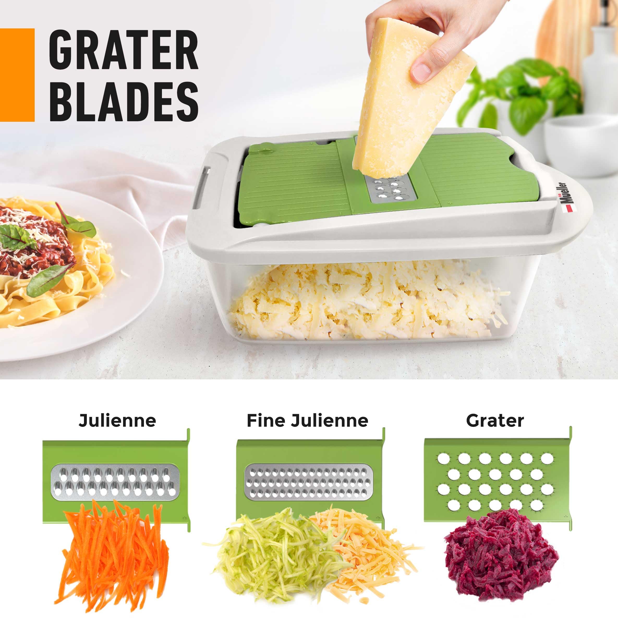 Mueller Pro-Series All-in-One, Mandoline Slicer for Kitchen, Food Chopper, Cucumber Slicer and Spiralizer, Cutter, Dicer, Grater, Kitchen Essentials