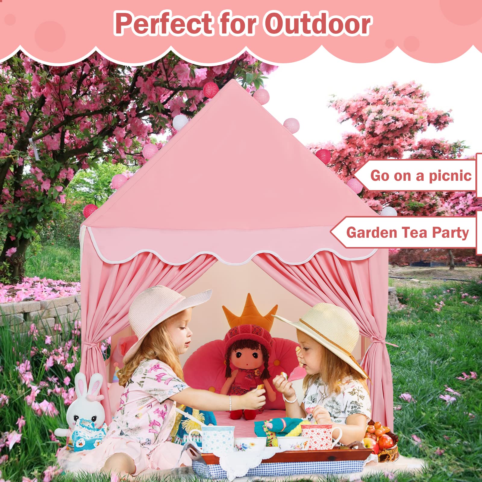 Kid Tent with Mat, Star Lights - Kids Play Tents for Toddlers Kids Tents Indoor Playhouse - Princess Tent for Girls Toy House