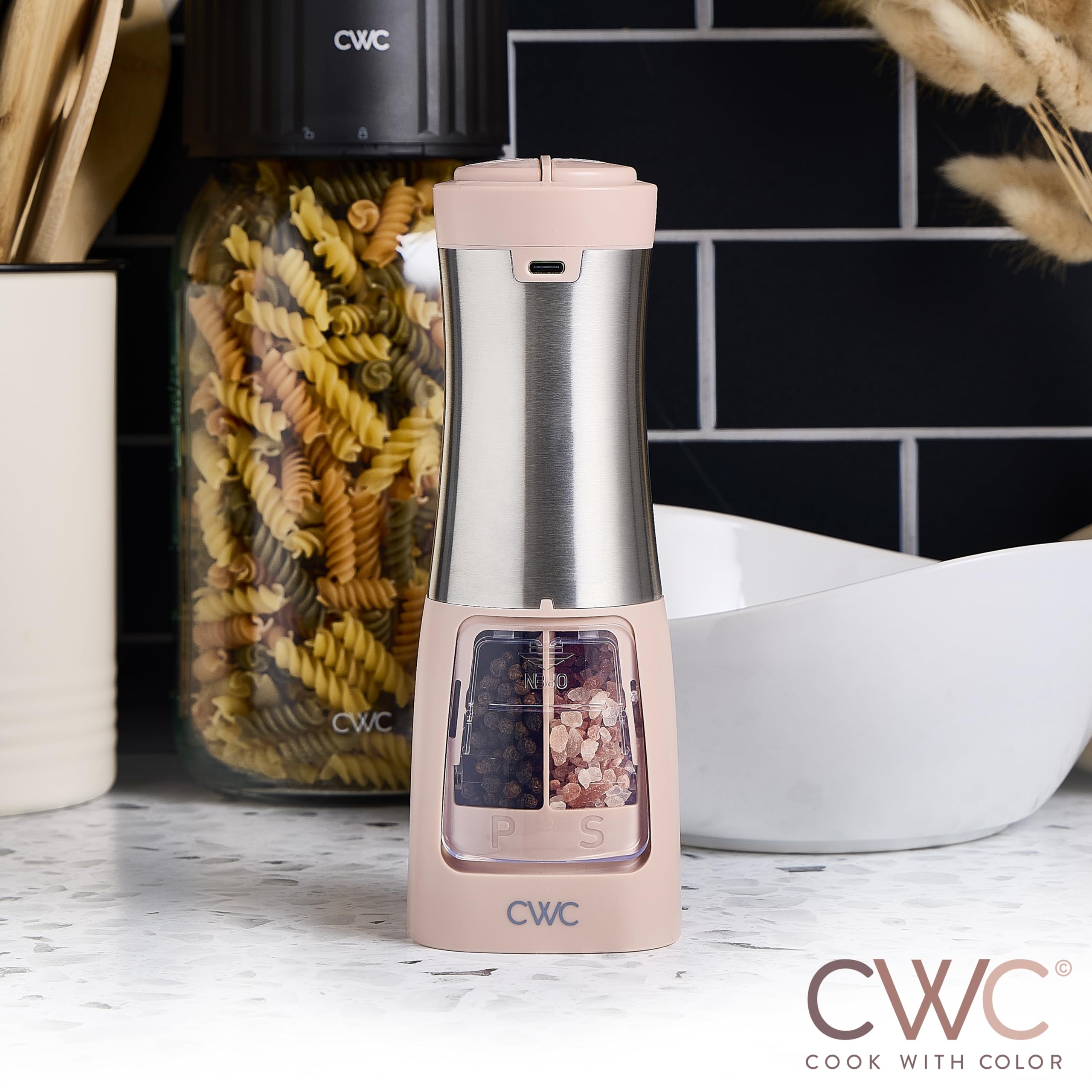 Rechargeable Salt & Pepper Shaker - 2-in-1 Grinders for Salt and Pepper