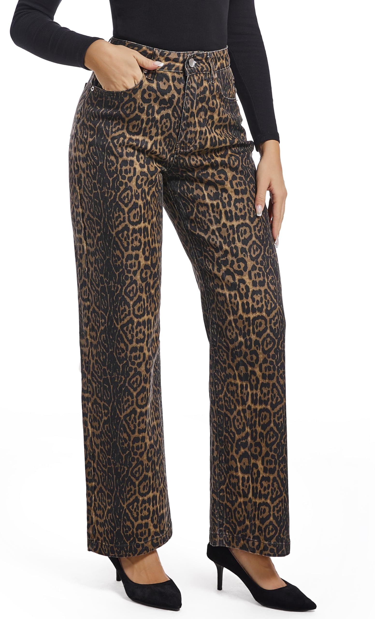 Women's Jeans Straight Leg Casual High Waisted Stretch