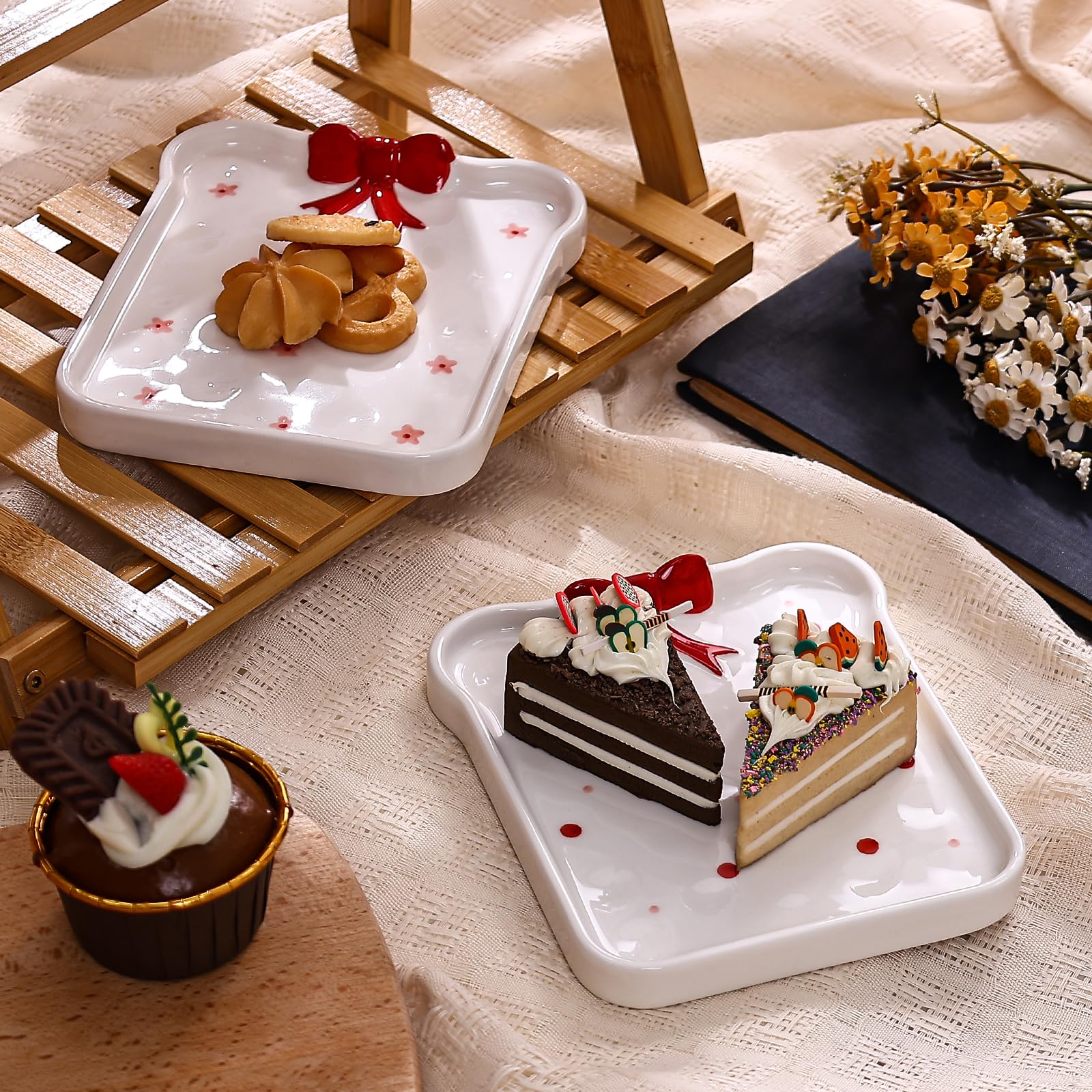 Cute Bow Ceramic Dessert Plates, Dinner Plate