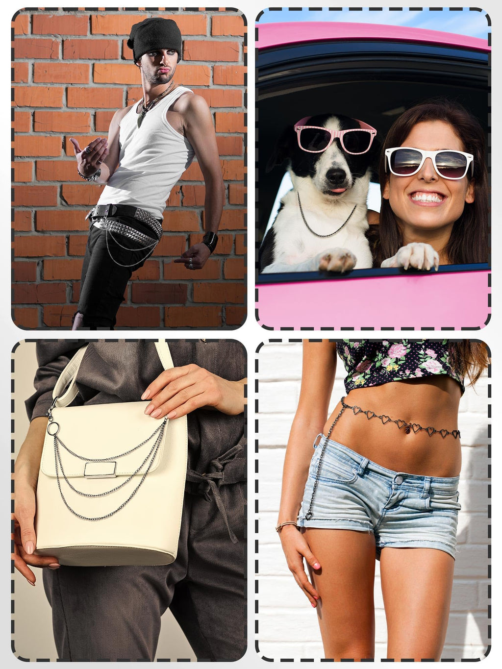 Multi-Layer Chain Belt â€?5-Piece Hip Hop Metal Wallet Chains for Jeans & Pants