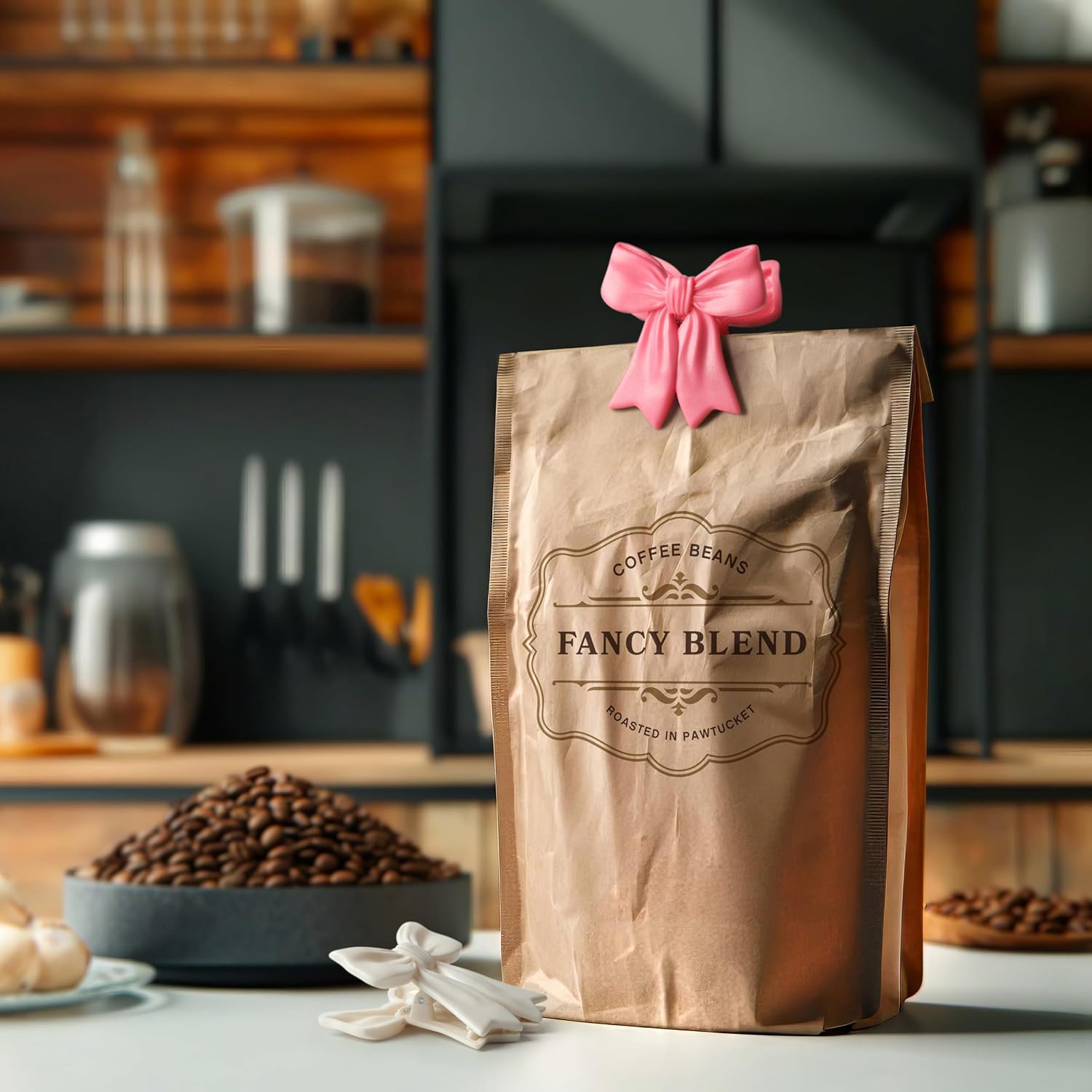 Coquette Clips Charming Ribbon Bow Bag Clips Set of 4 Durable Food Storage Clips Kitchen Accessories