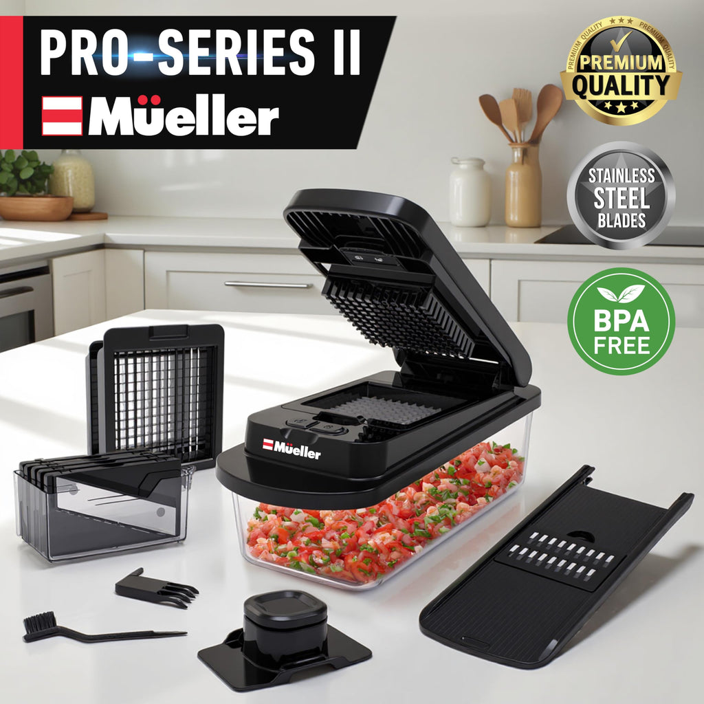 Mueller Pro-Series All-in-One, Mandoline Slicer for Kitchen, Food Chopper, Cucumber Slicer and Spiralizer, Cutter, Dicer, Grater, Kitchen Essentials