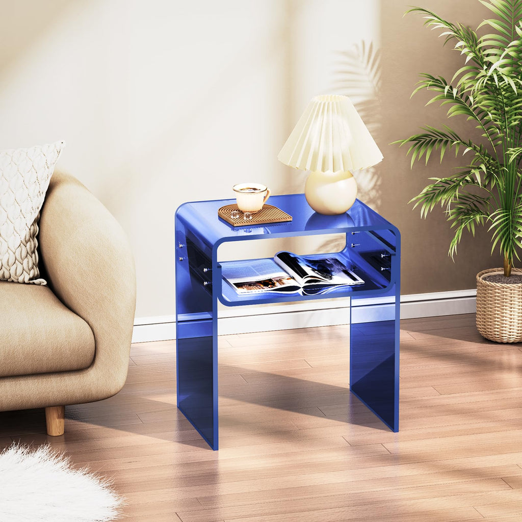 Clear Acrylic End Table 2-Tier Bedside nightstand