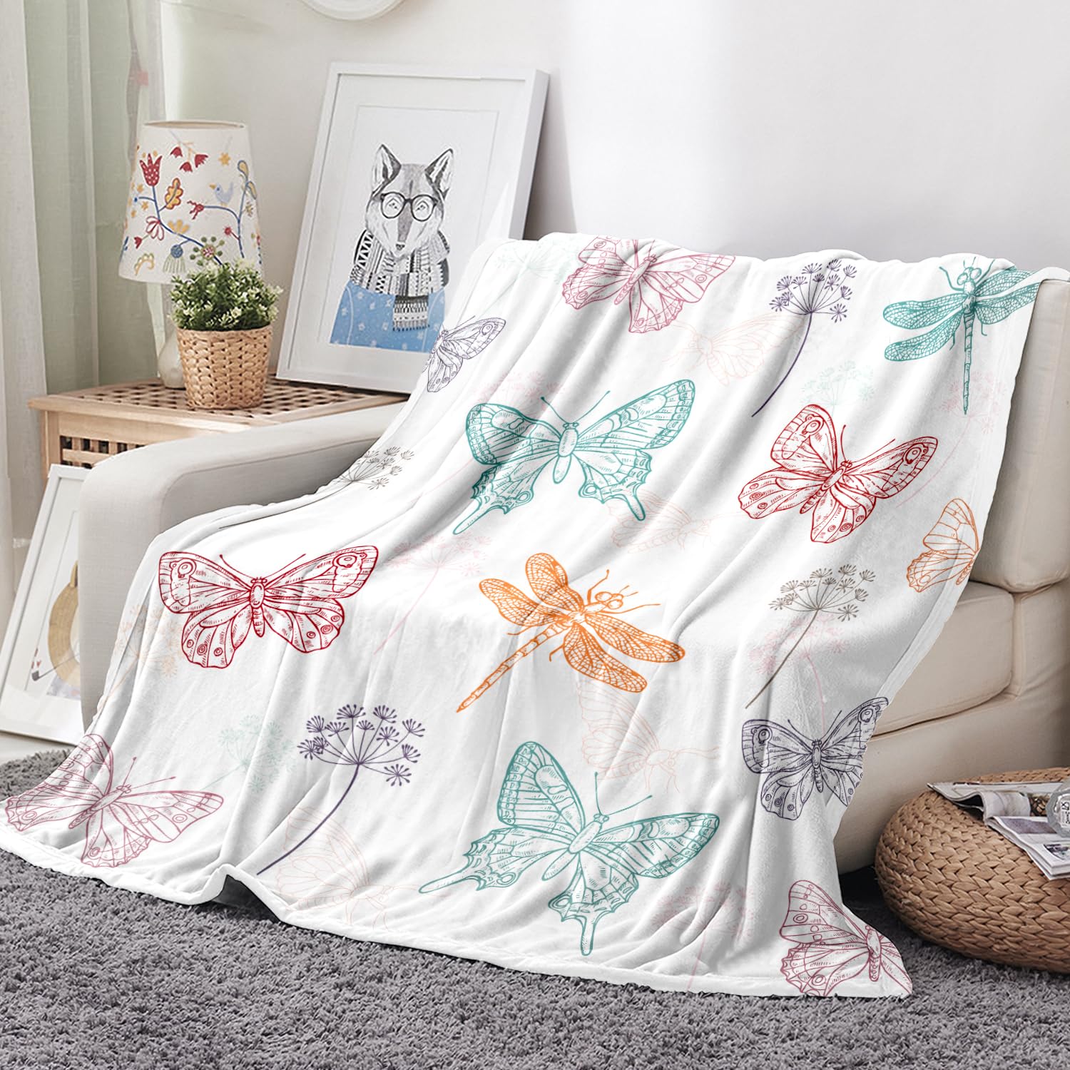 Super Soft Cozy Throw Blanket Flannel Fleece Lightweight Fuzzy Comfy Blankets for Couch Sofa Bed