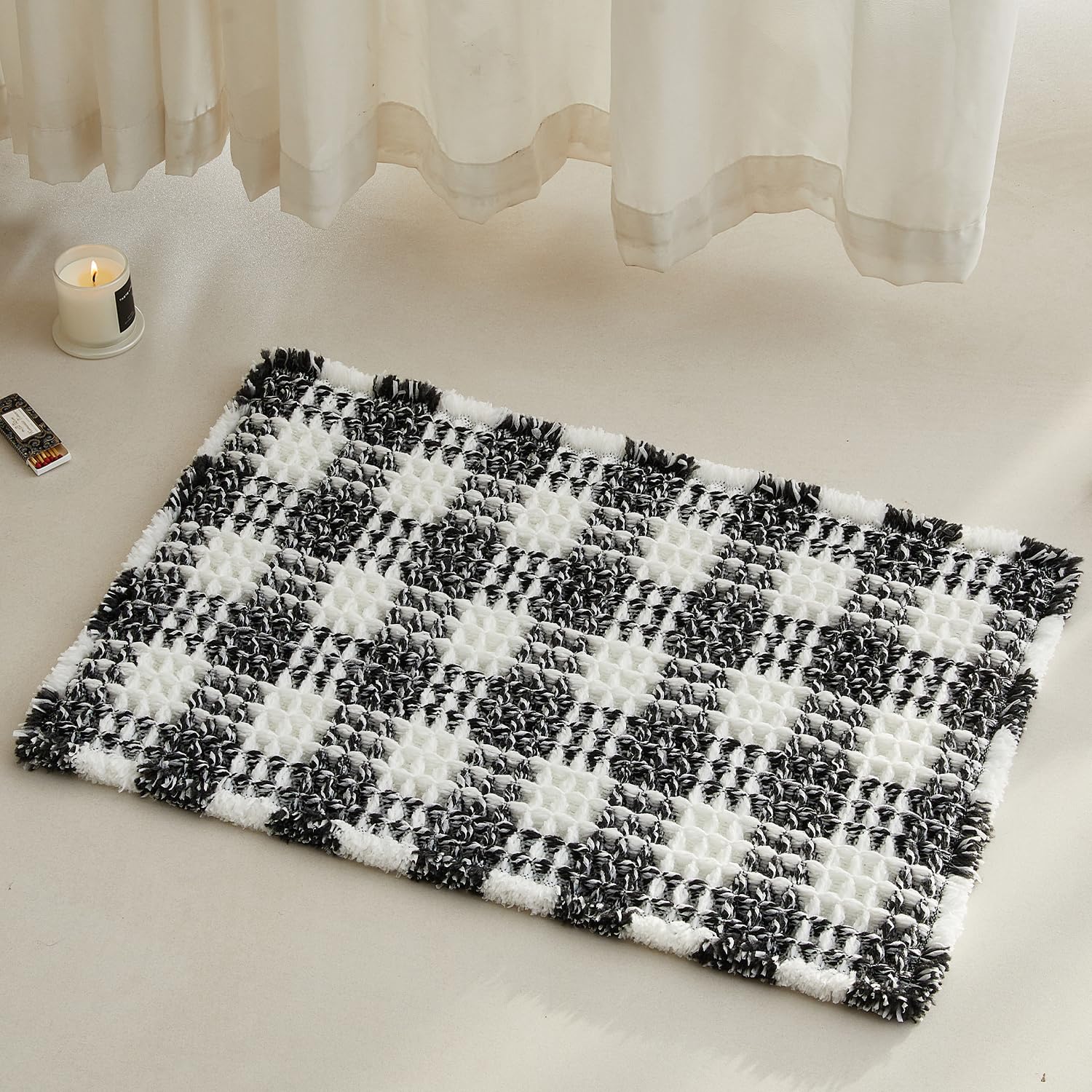 Waffle Bath Mat Non Slip Washable Quick Dry Cute Bath Mat