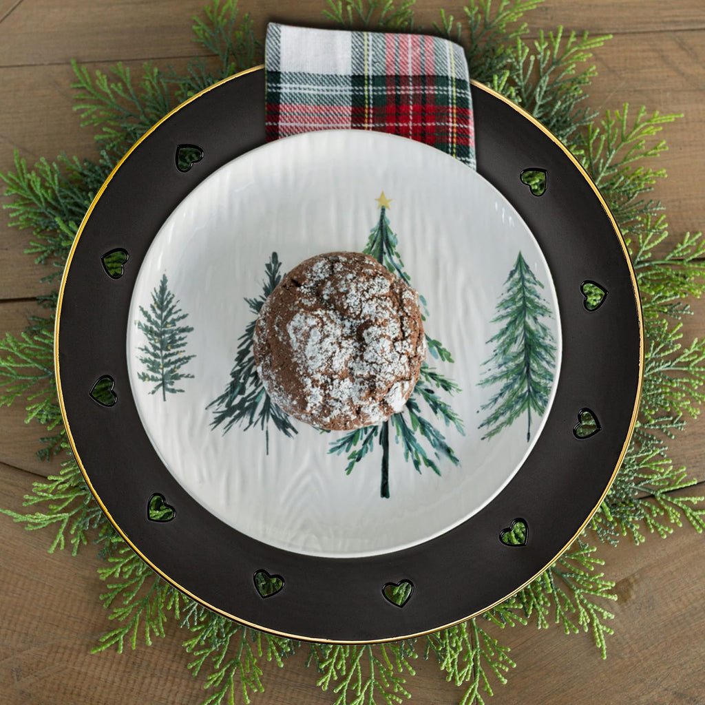 Round 13" Pink Charger Plates, Heart Hollow Chargers for Dinner Plates with Golden Border