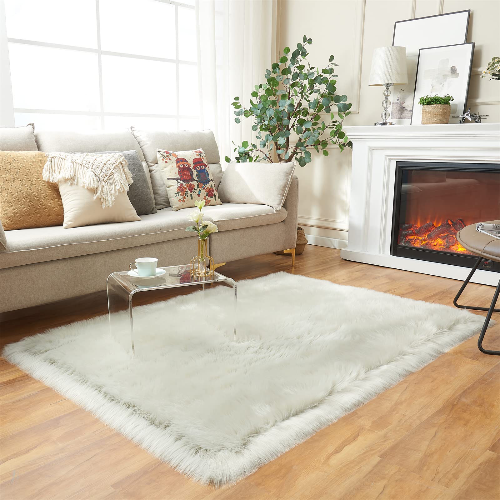 Ultra Soft Faux Fluffy/Fuzzy Shaggy Area Rug - Fur Chair Cover Seat Pad