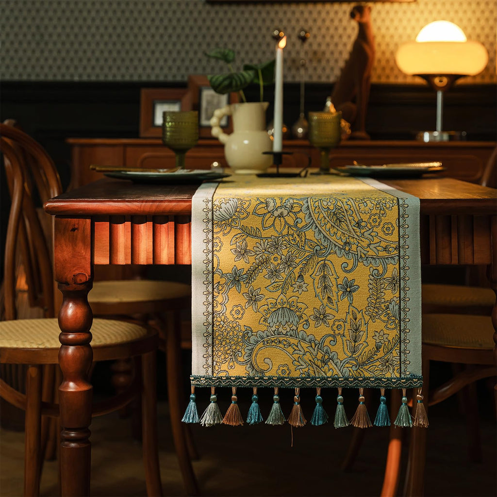 Retro-Luxury Tassels Table Runner Series for Kitchen Dining Table