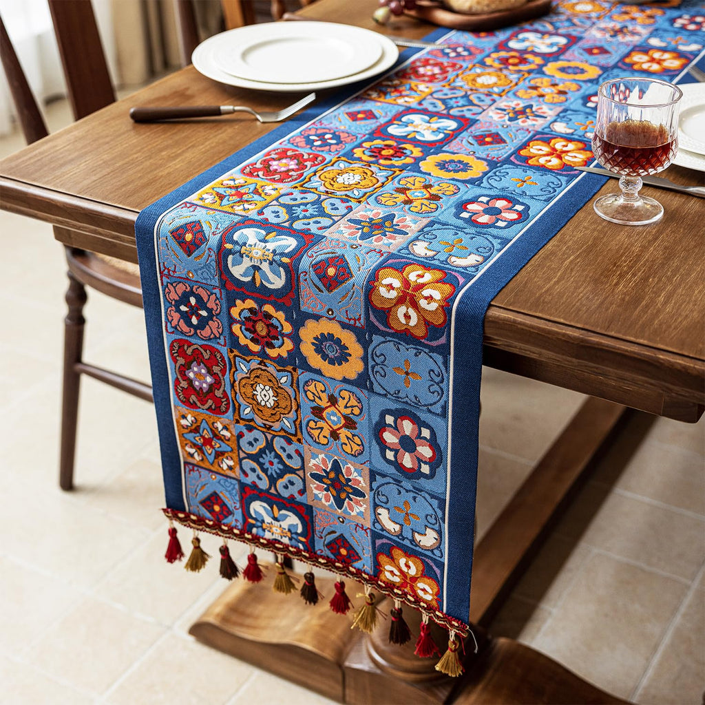 Retro-Luxury Tassels Table Runner Series for Kitchen Dining Table