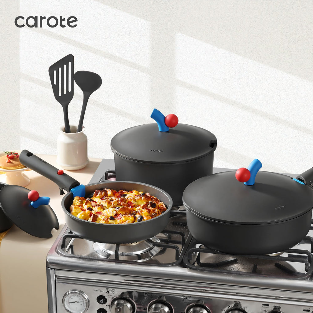 Pots and Pans Set Non Stick, Nonstick Cookware Set, Oven/Dishwasher/Fridge Safe Pots and Pans, RV Safe Cookware, 23pcs Gift Set Detachable Handle