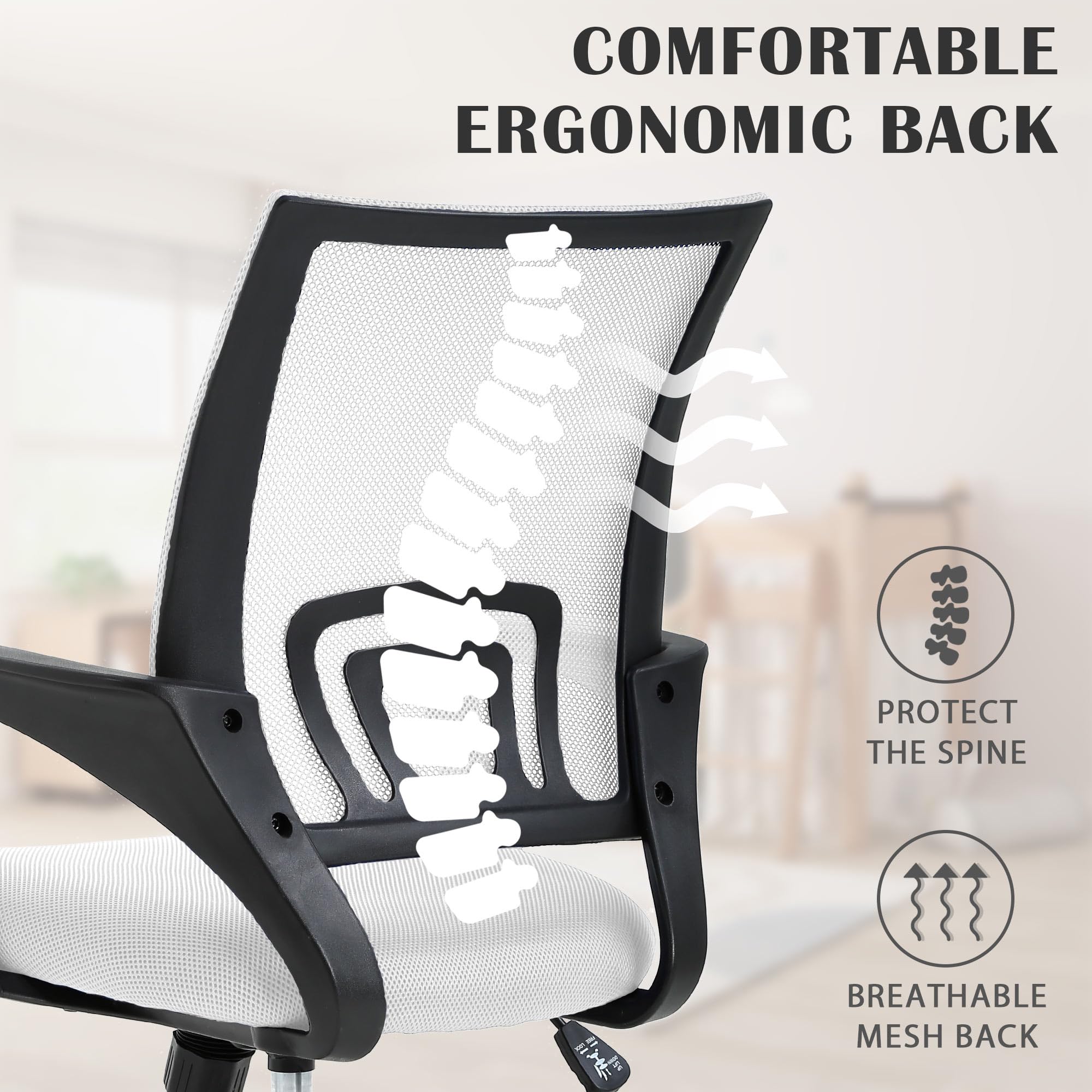 Comfortable Adjustable Mesh Office Chair with Lumbar Support