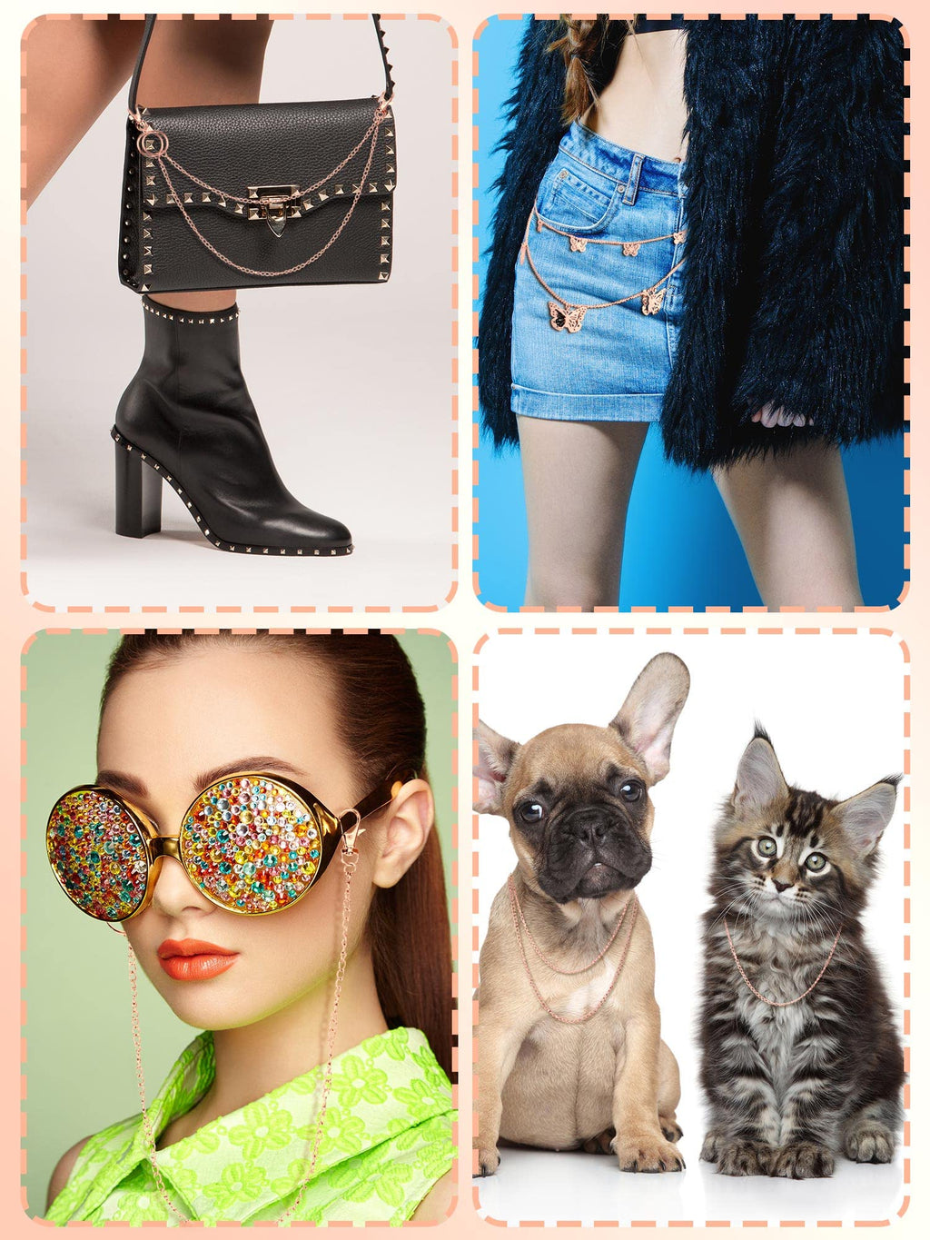 Multi-Layer Chain Belt â€?5-Piece Hip Hop Metal Wallet Chains for Jeans & Pants