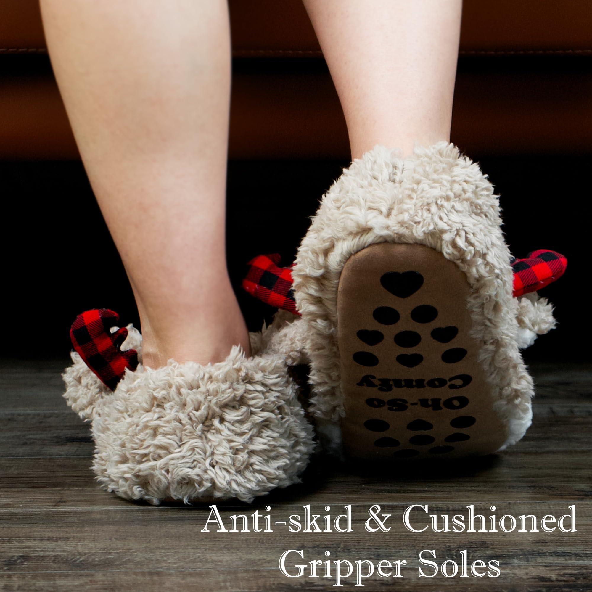 Cute Animal House Slippers - Fuzzy Warm Bedroom Slipper Socks Non-Slip Grippers